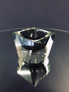 Murano Glass Sommerso Block "Smoked" Cube Ashtray Element, Italy, 1970s