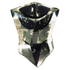 Murano Glass Sommerso Block "Geräuchert" Würfel-Aschenbecher Element, Italien, 1970er Jahre