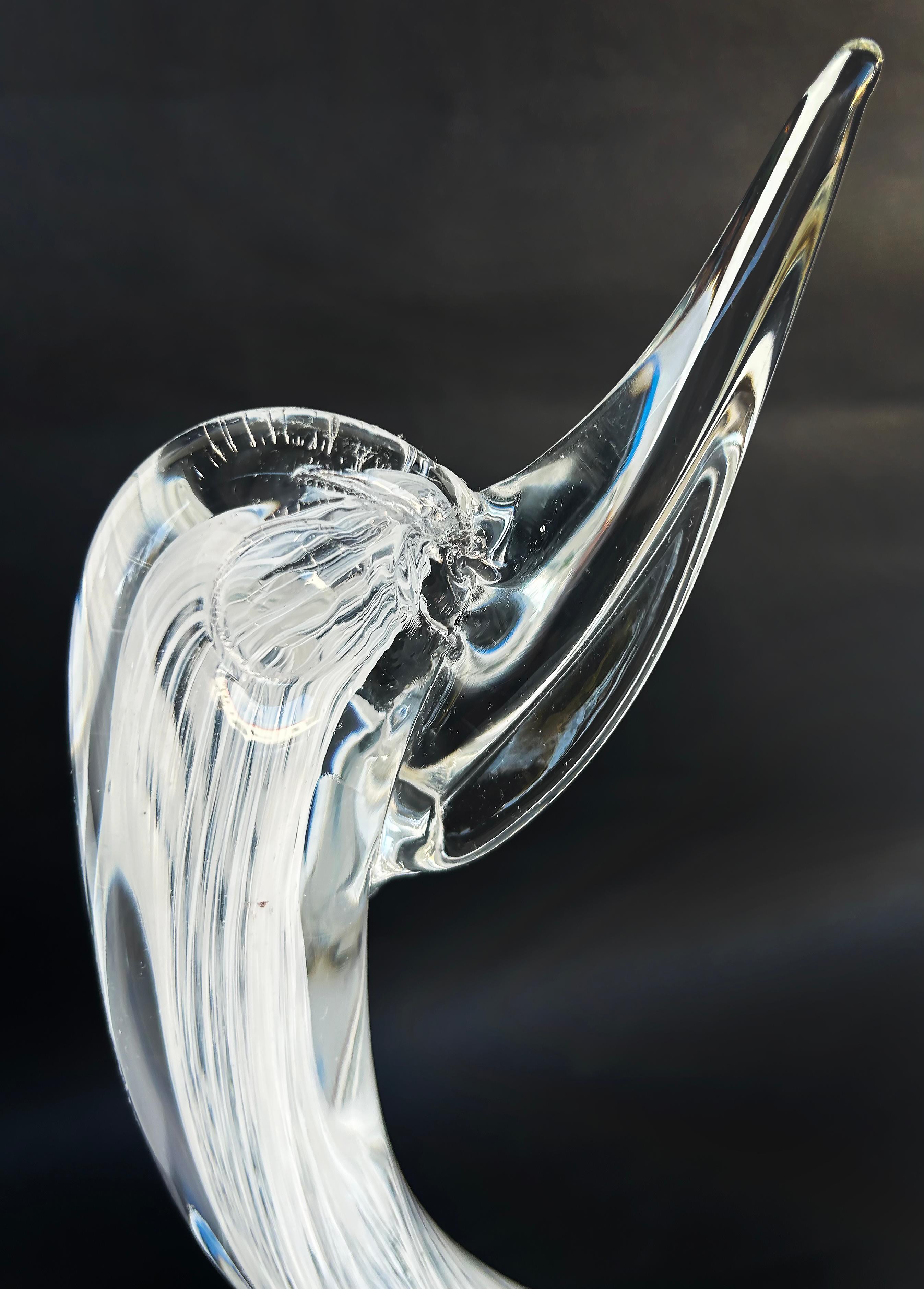Cigno in vetro soffiato di Murano Glass Sommerso di Elio Raffaeli, firmato sul lato inferiore 1