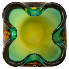 Murano Glass Sommerso Schale Grüner Bernstein Barbini zugeschrieben c.1960s Italien