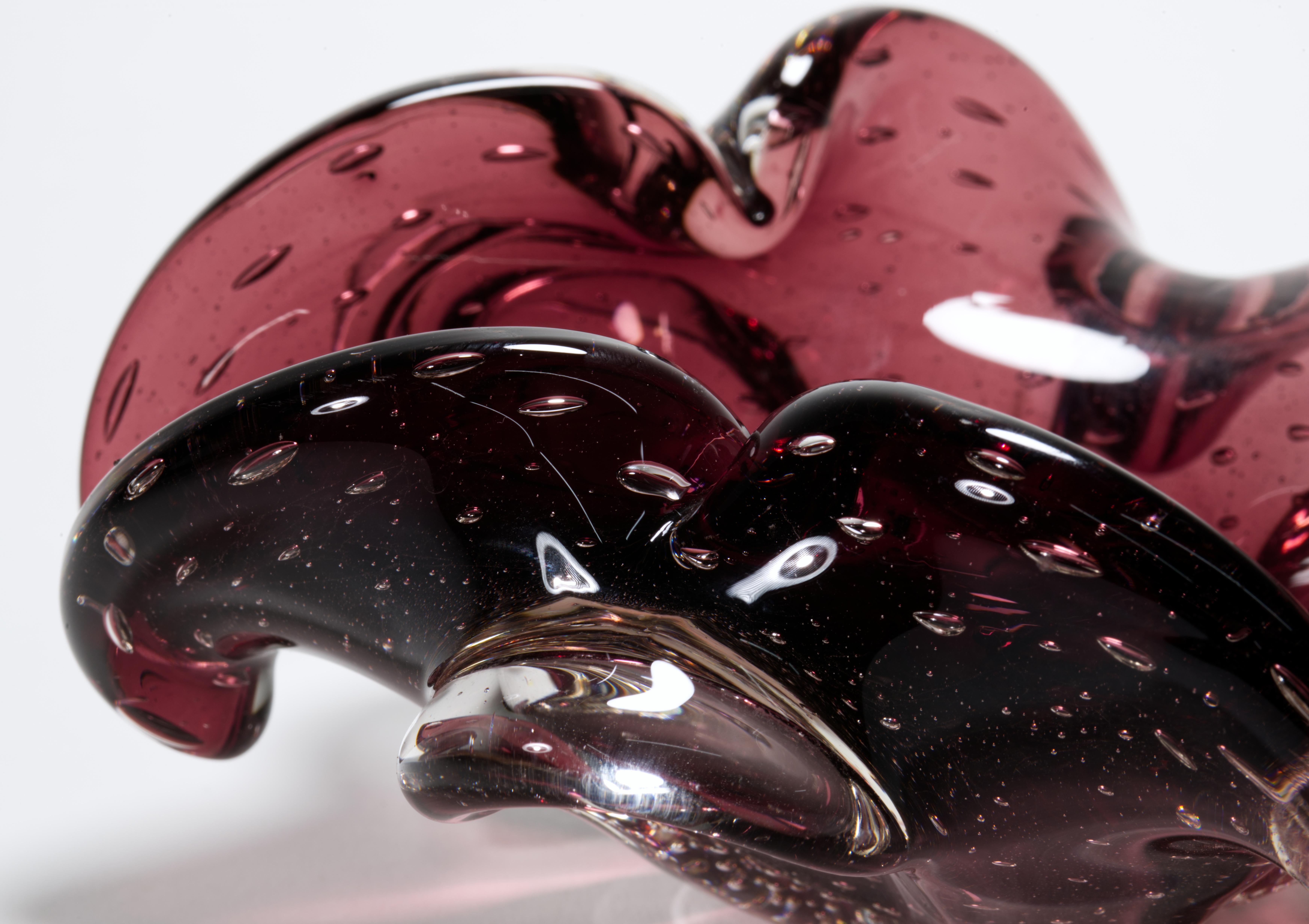 Murano Glass Sommerso Bowl in Style of Seguso, Glows in UV, Marked For Sale 2