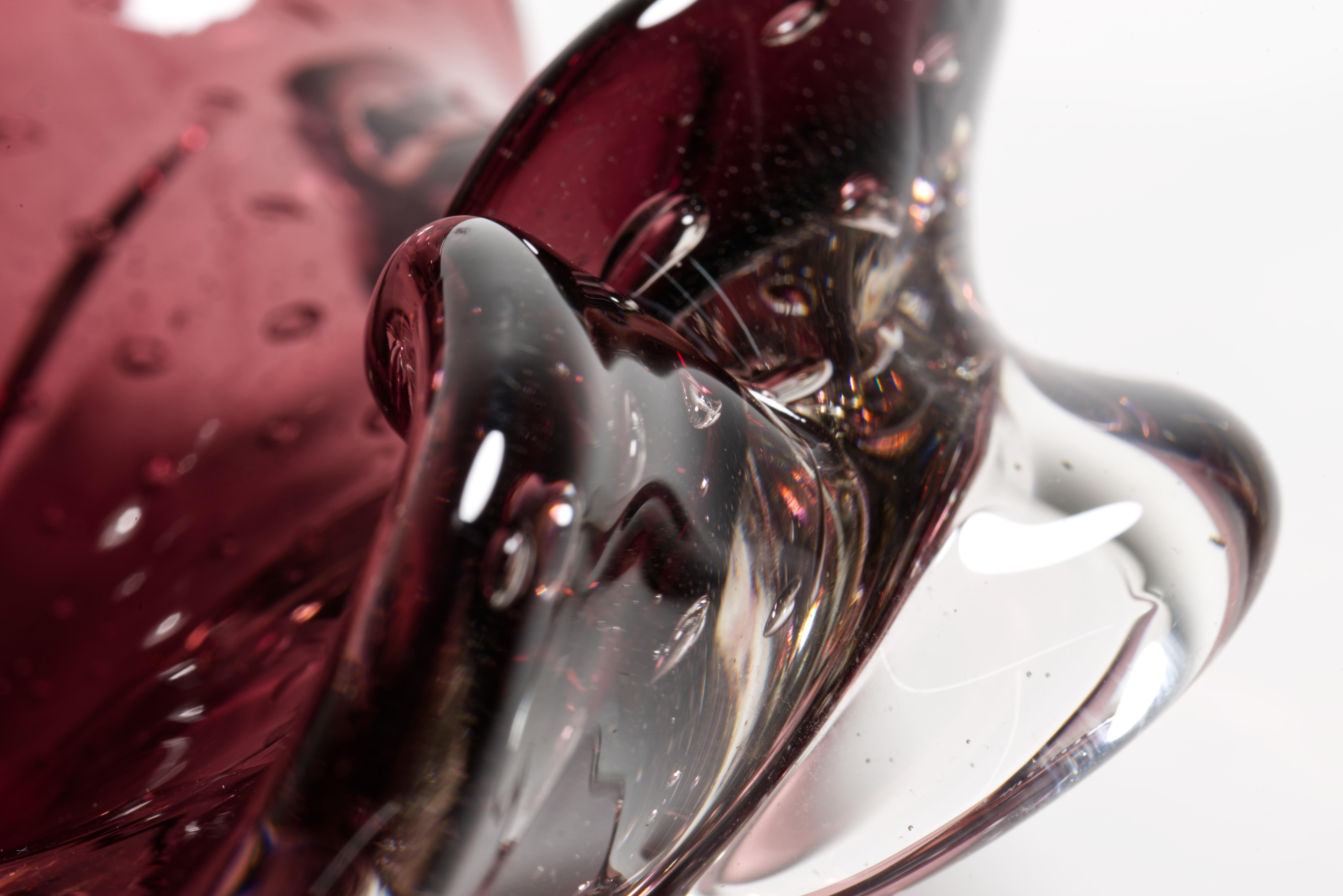 Murano Glass Sommerso Bowl in Style of Seguso, Glows in UV, Marked For Sale 4