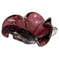 Murano Glass Sommerso Bowl in Style of Seguso, Glows in UV, Marked