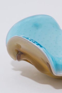 Murano Glass Sommerso Bowl, Interior Light Blue Bullecante and Fume, 1950s