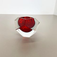 Murano Glass Sommerso "diamond" Bowl Ashtray Element by Flavio Poli Italy, 1970s