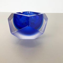 Murano Glass Sommerso "diamond" Bowl Ashtray Element by Flavio Poli Italy, 1970s