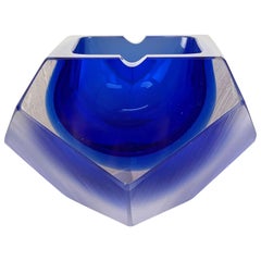 Murano Glass Sommerso "diamond" Bowl Ashtray Element by Flavio Poli Italy, 1970s