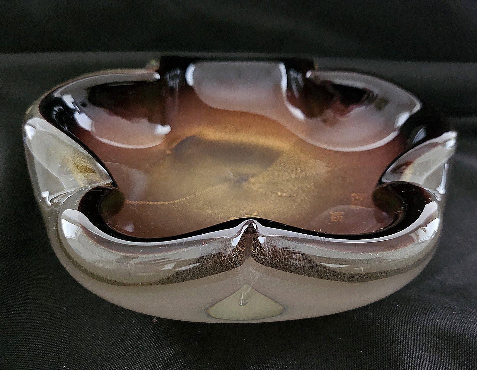 Murano Glass Sommerso Dish/Ashtray/Bowl w/Gold Polveri, Seguso/Barbini suspected For Sale 7