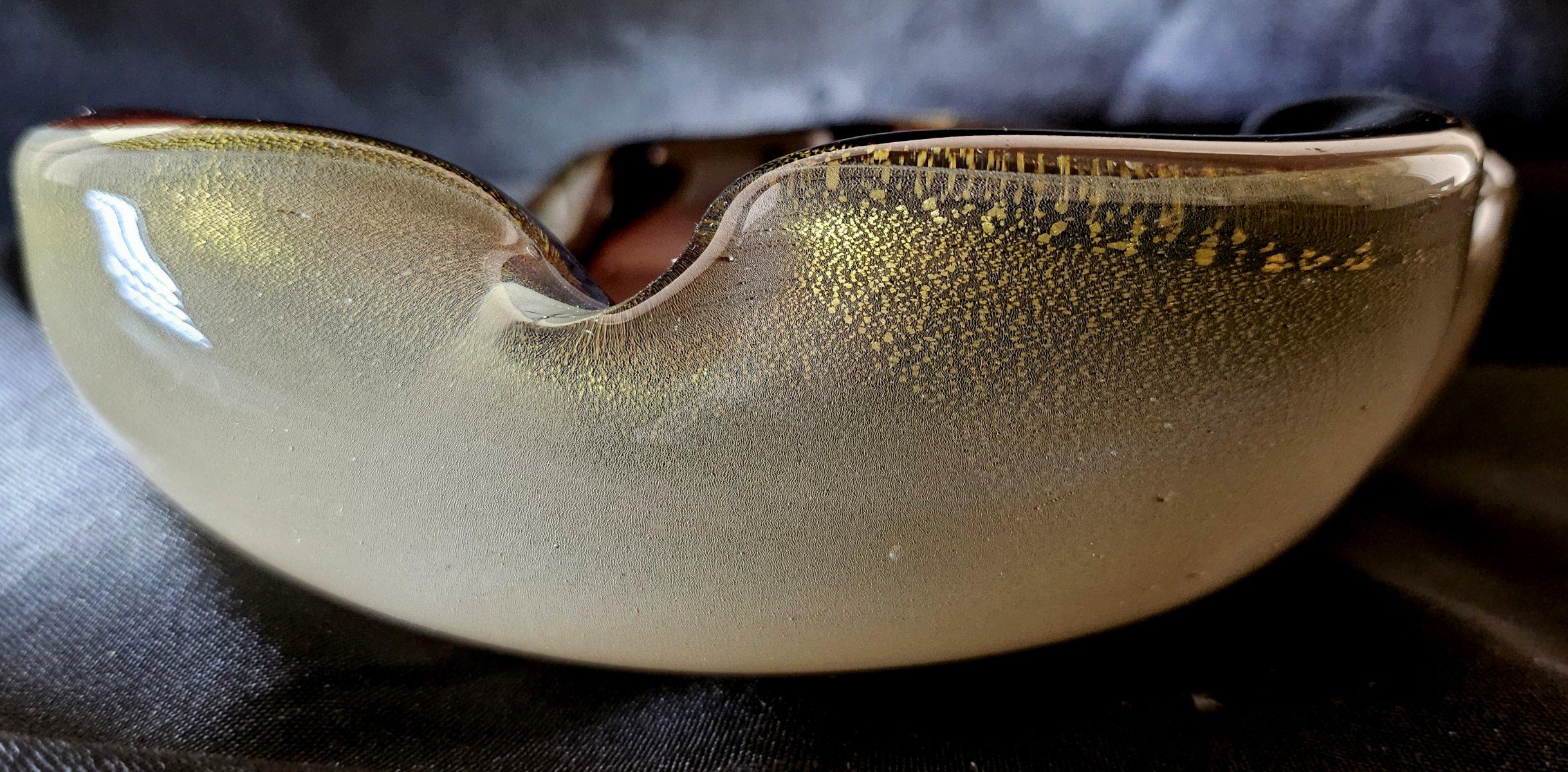Murano Glass Sommerso Dish/Ashtray/Bowl w/Gold Polveri, Seguso/Barbini suspected For Sale 9