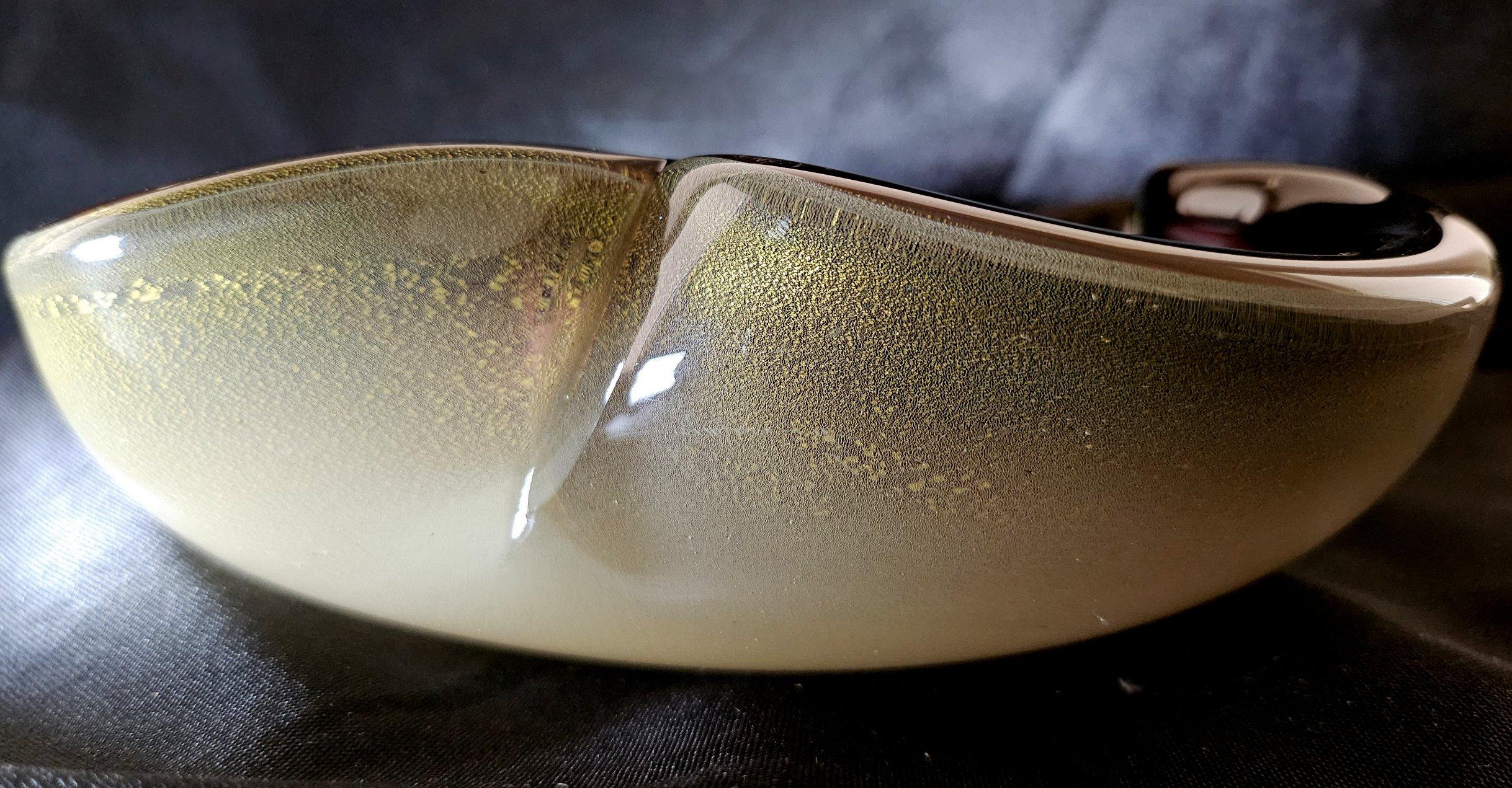 Murano Glass Sommerso Dish/Ashtray/Bowl w/Gold Polveri, Seguso/Barbini suspected For Sale 10