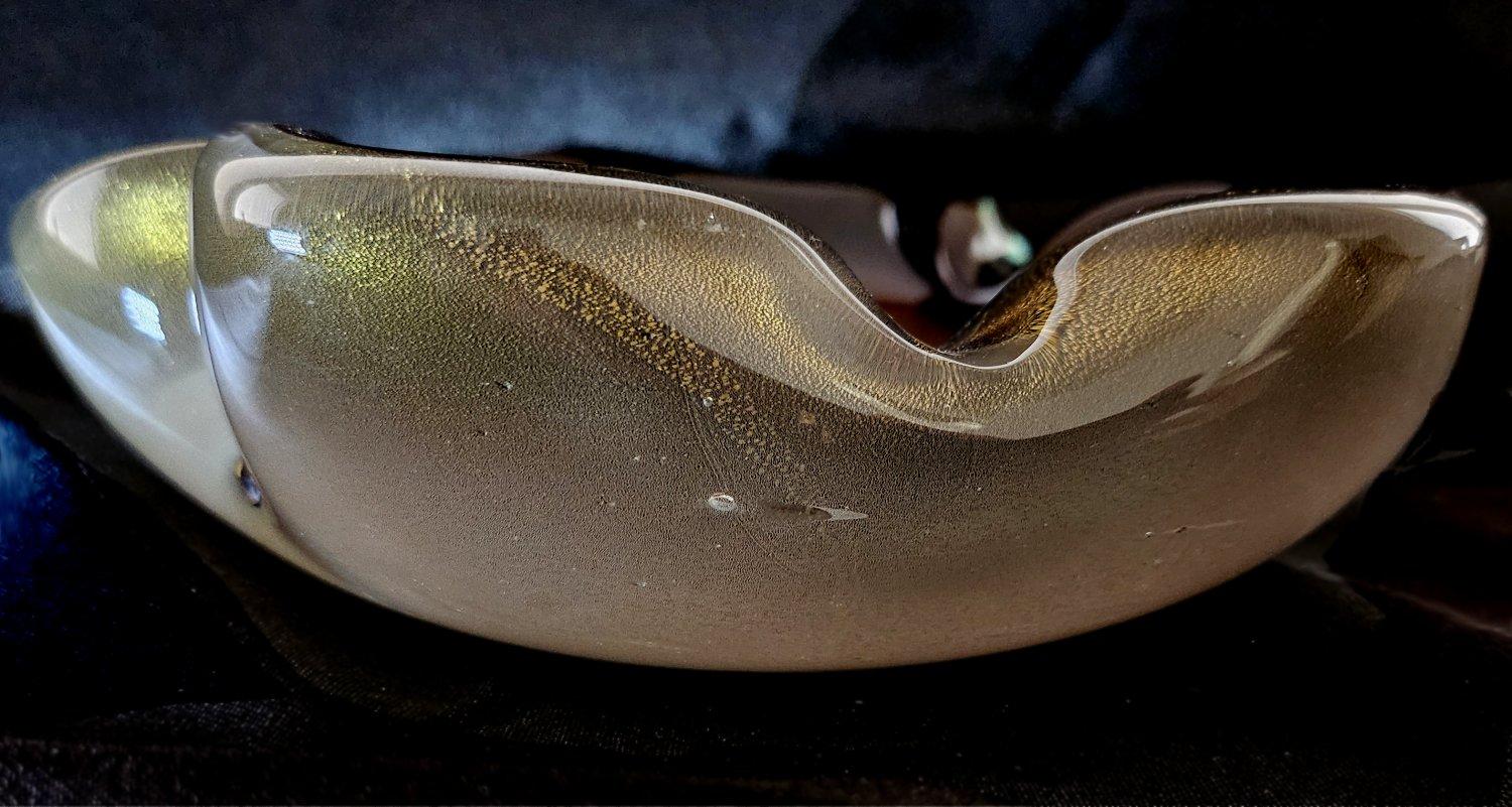 Murano Glass Sommerso Dish/Ashtray/Bowl w/Gold Polveri, Seguso/Barbini suspected For Sale 11
