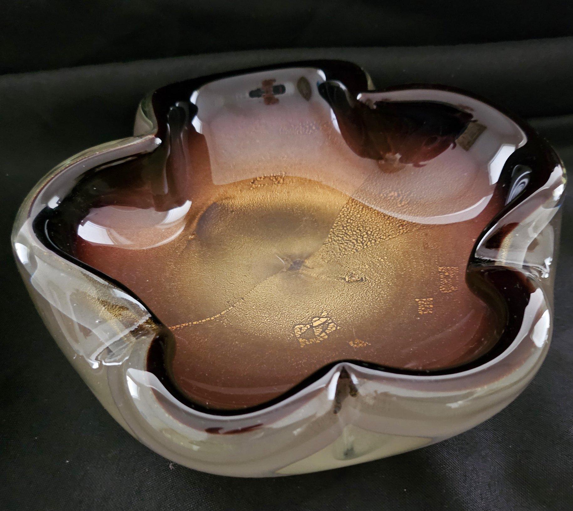 Other Murano Glass Sommerso Dish/Ashtray/Bowl w/Gold Polveri, Seguso/Barbini suspected For Sale