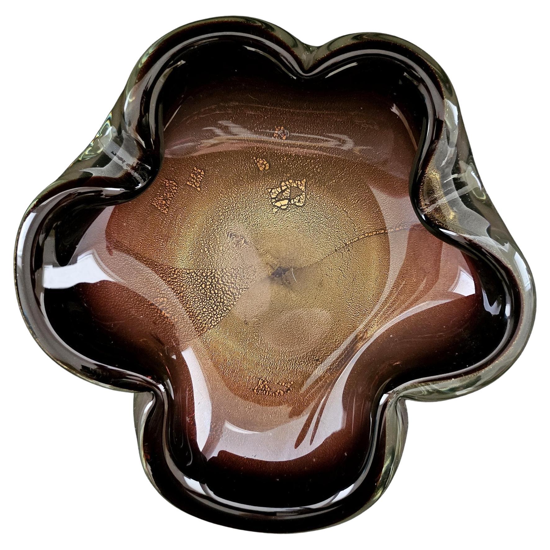 Murano Glass Sommerso Dish/Ashtray/Bowl w/Gold Polveri, Seguso/Barbini suspected For Sale