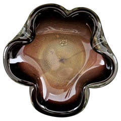 Vintage Murano Glass Sommerso Dish/Ashtray/Bowl w/Gold Polveri, Seguso/Barbini suspected