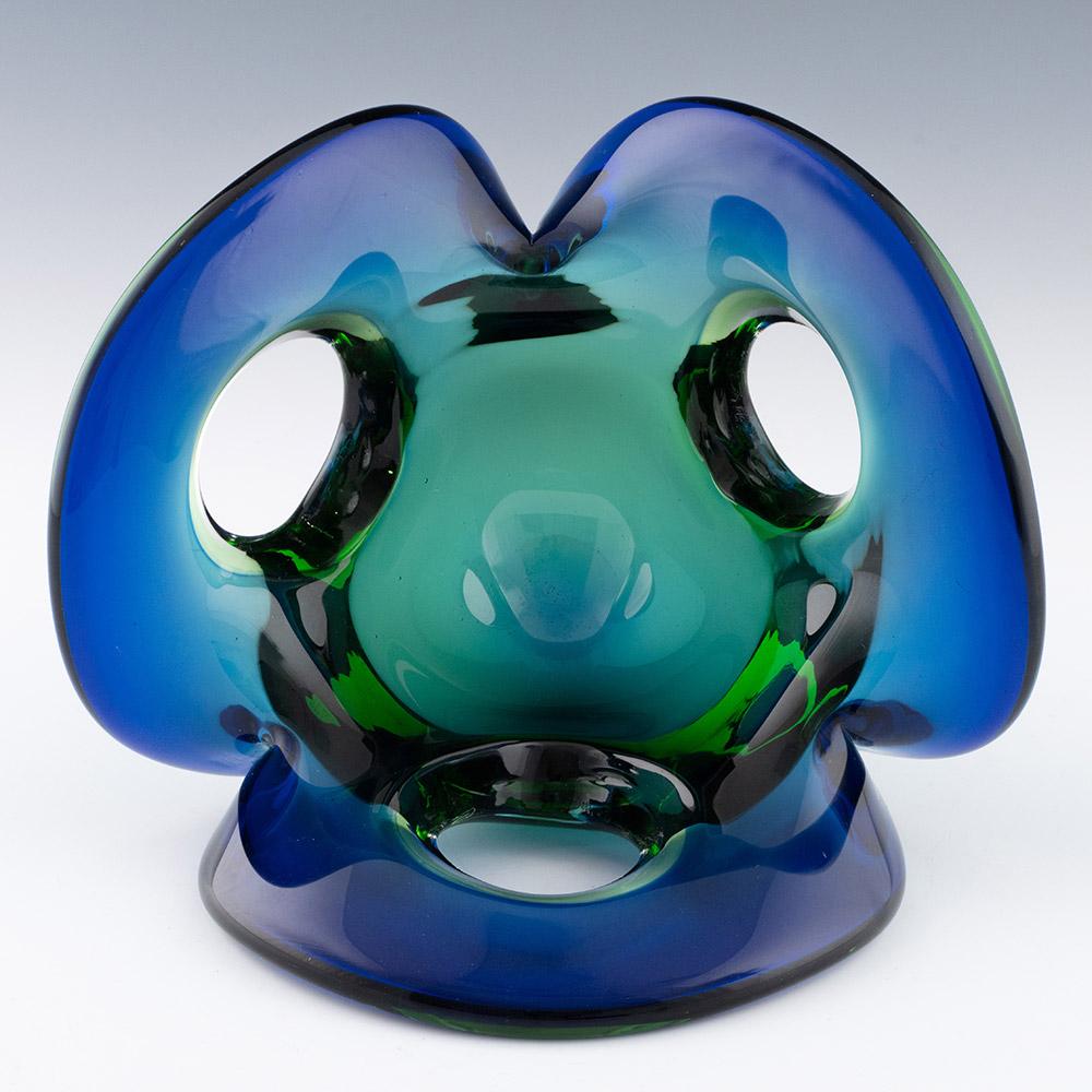 Modern Murano Glass Sommerso Floriform Bowl c1965 For Sale