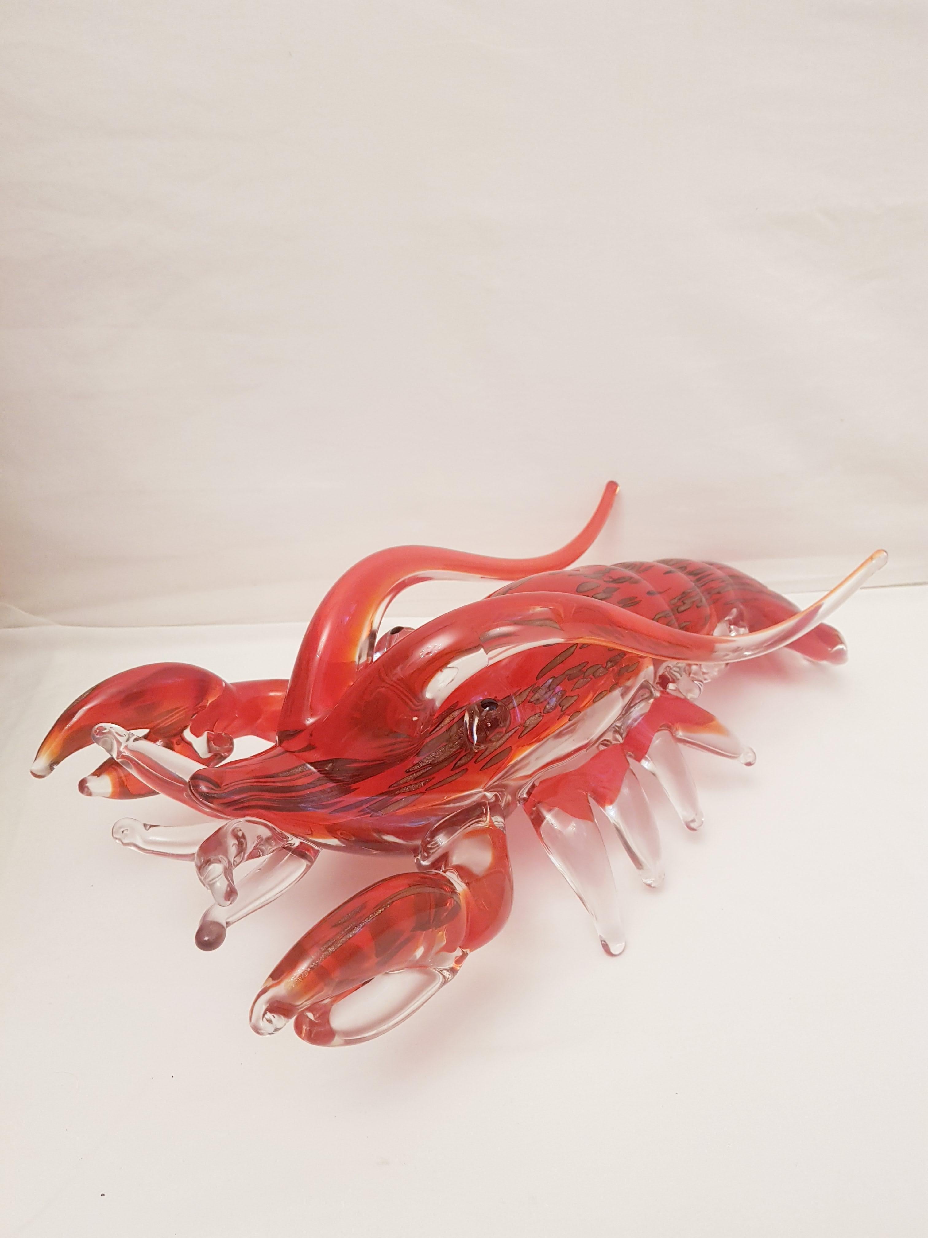 Large Vitange Murano Glass Sommerso Lobster For Sale 5