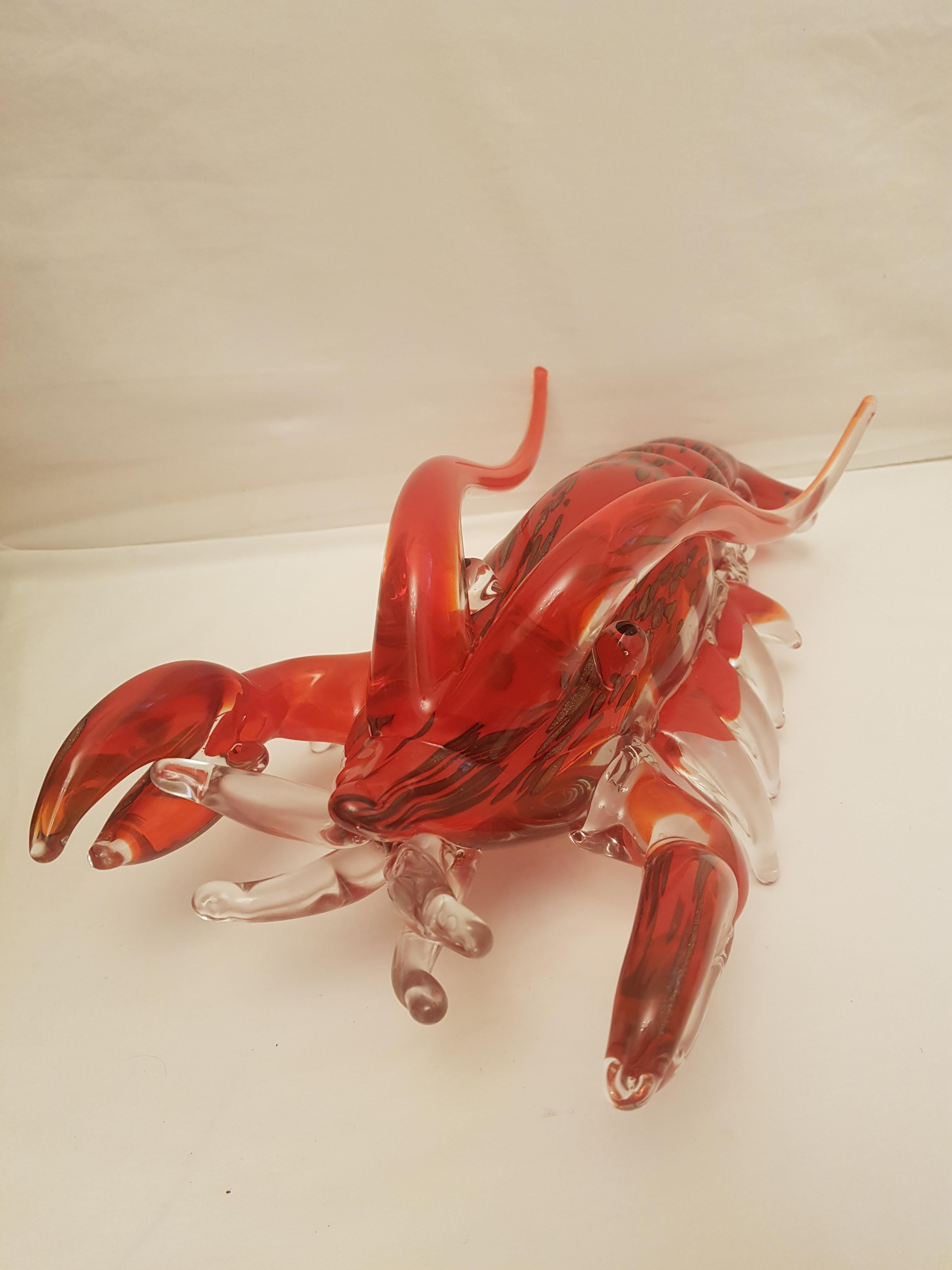 Large Vitange Murano Glass Sommerso Lobster For Sale 7