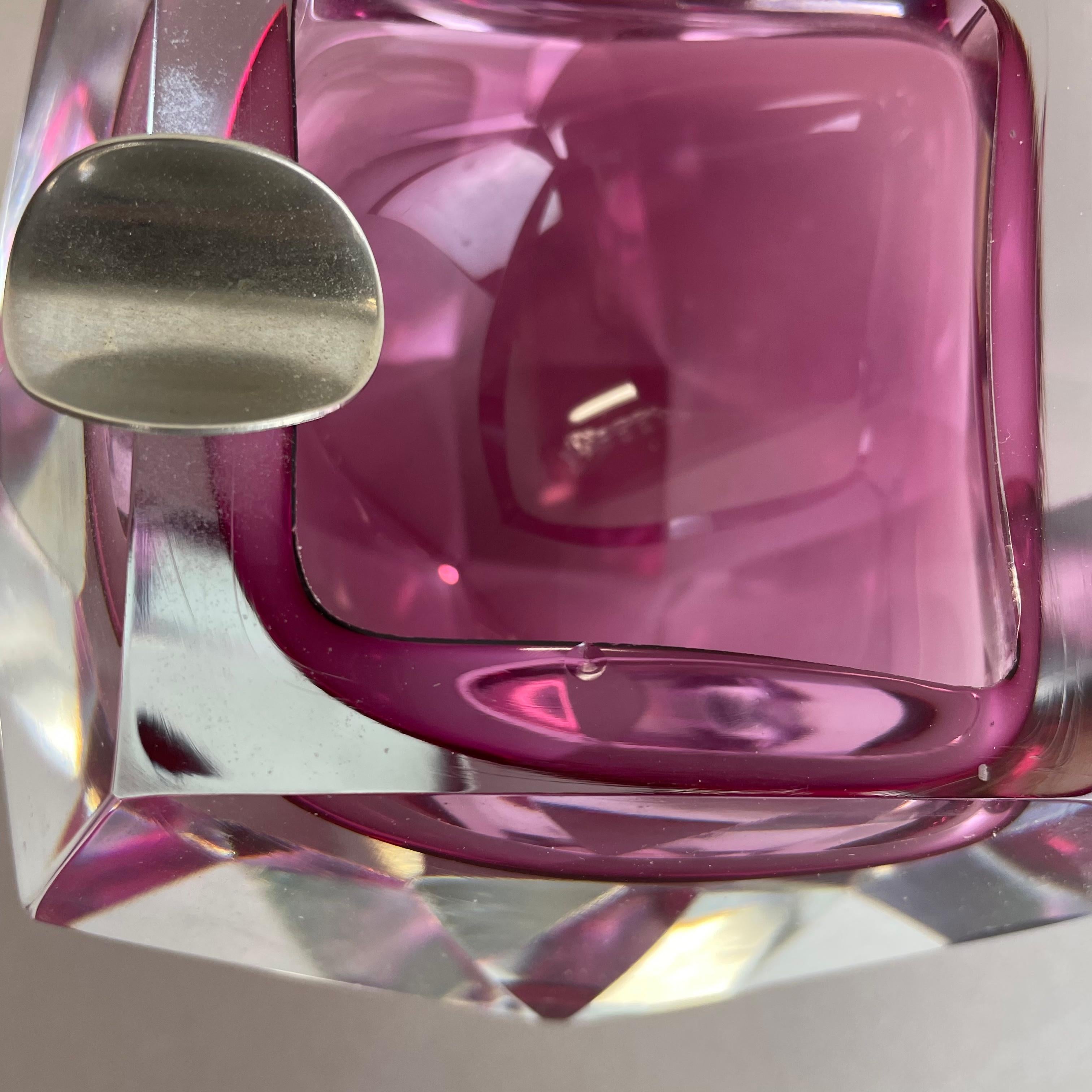 Murano Glass Sommerso pink DIAMOND Schalenaschenbecher von Flavio Poli, Italien, 1970er Jahre im Angebot 3