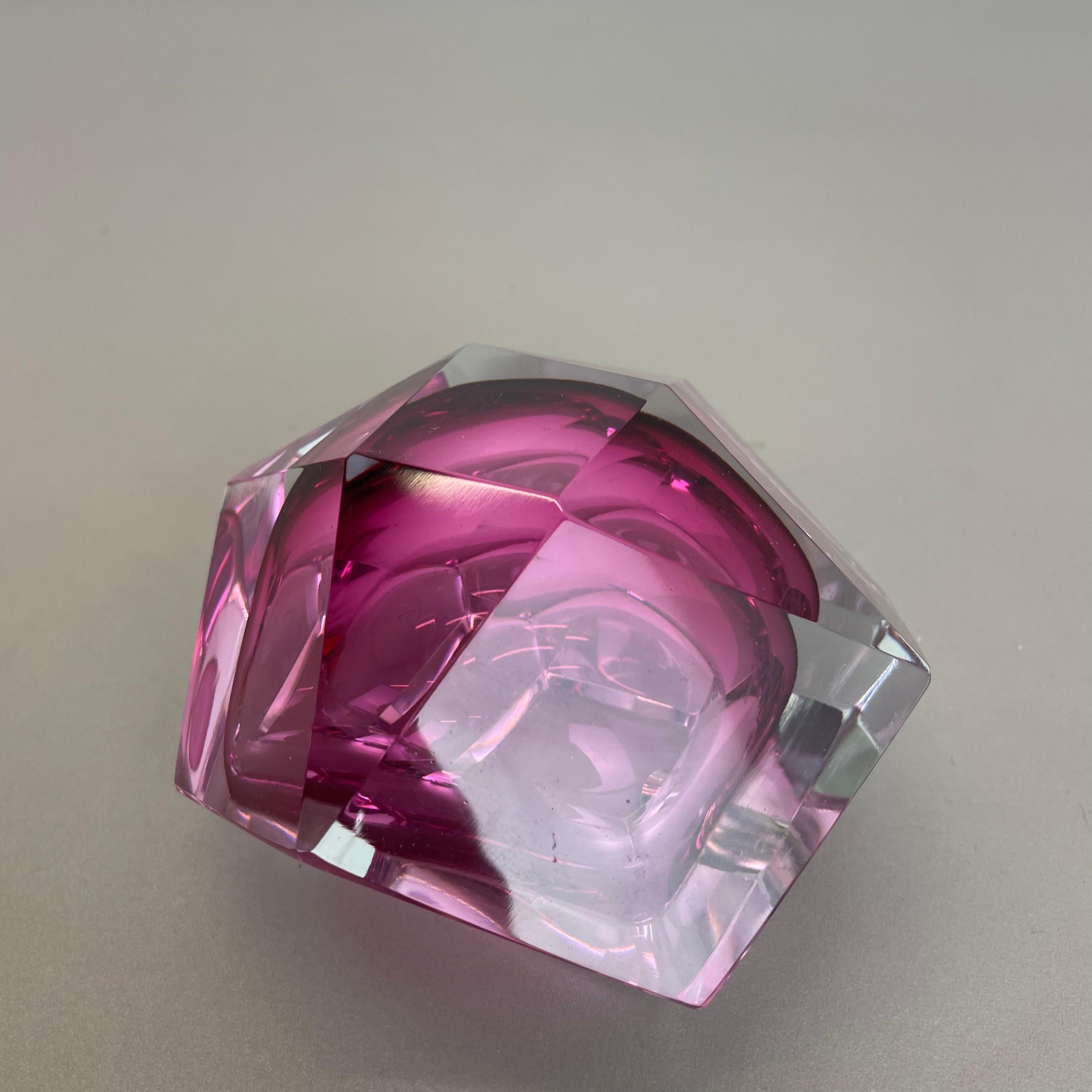 Murano Glass Sommerso pink DIAMOND Schalenaschenbecher von Flavio Poli, Italien, 1970er Jahre im Angebot 6