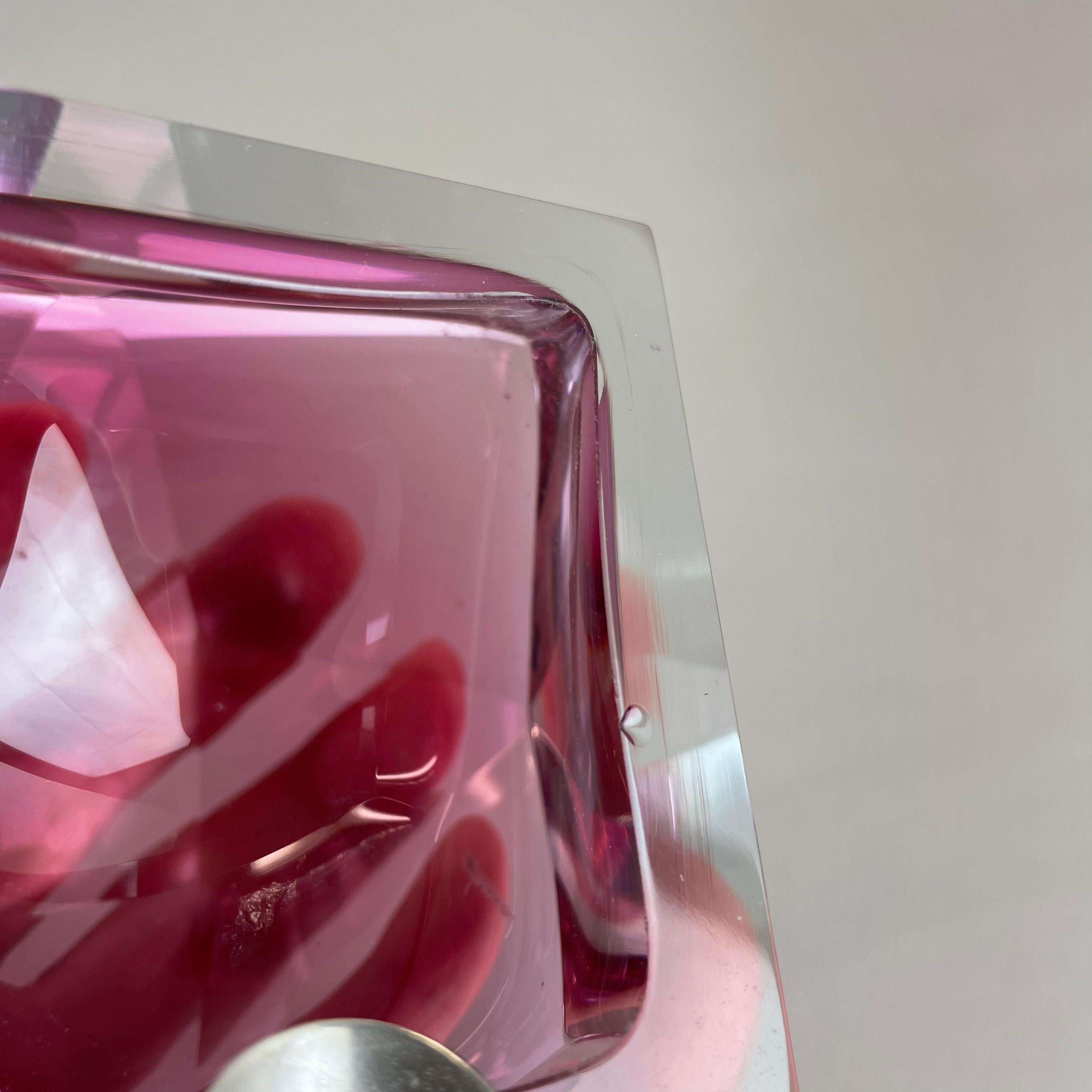 Murano Glass Sommerso pink DIAMOND Schalenaschenbecher von Flavio Poli, Italien, 1970er Jahre im Angebot 9