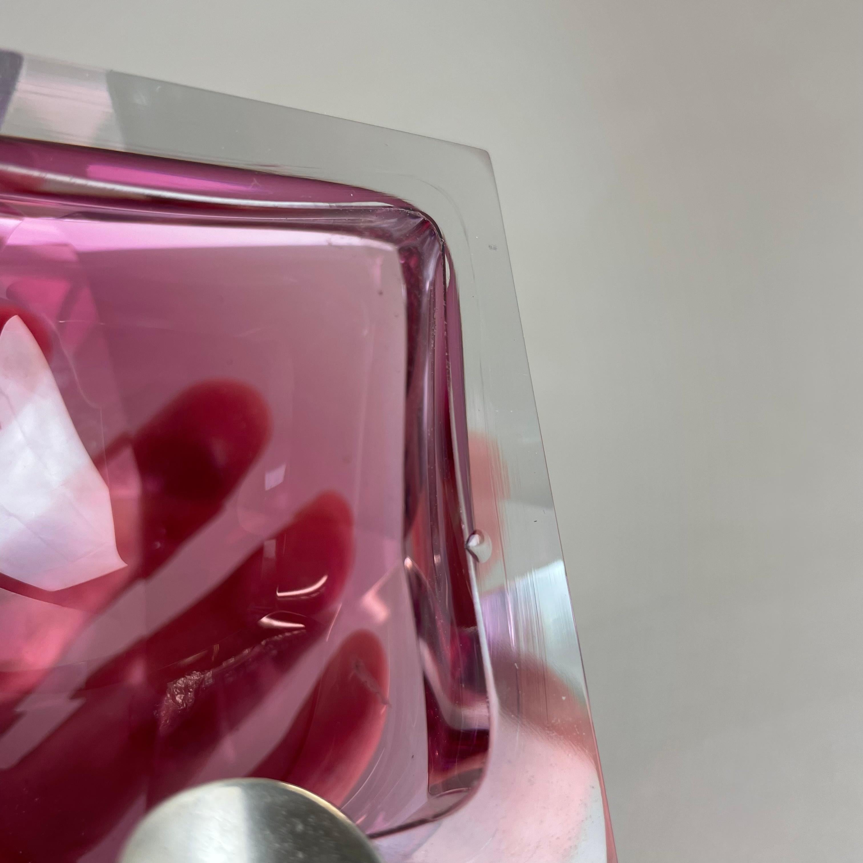 Murano Glass Sommerso pink DIAMOND Schalenaschenbecher von Flavio Poli, Italien, 1970er Jahre im Angebot 10