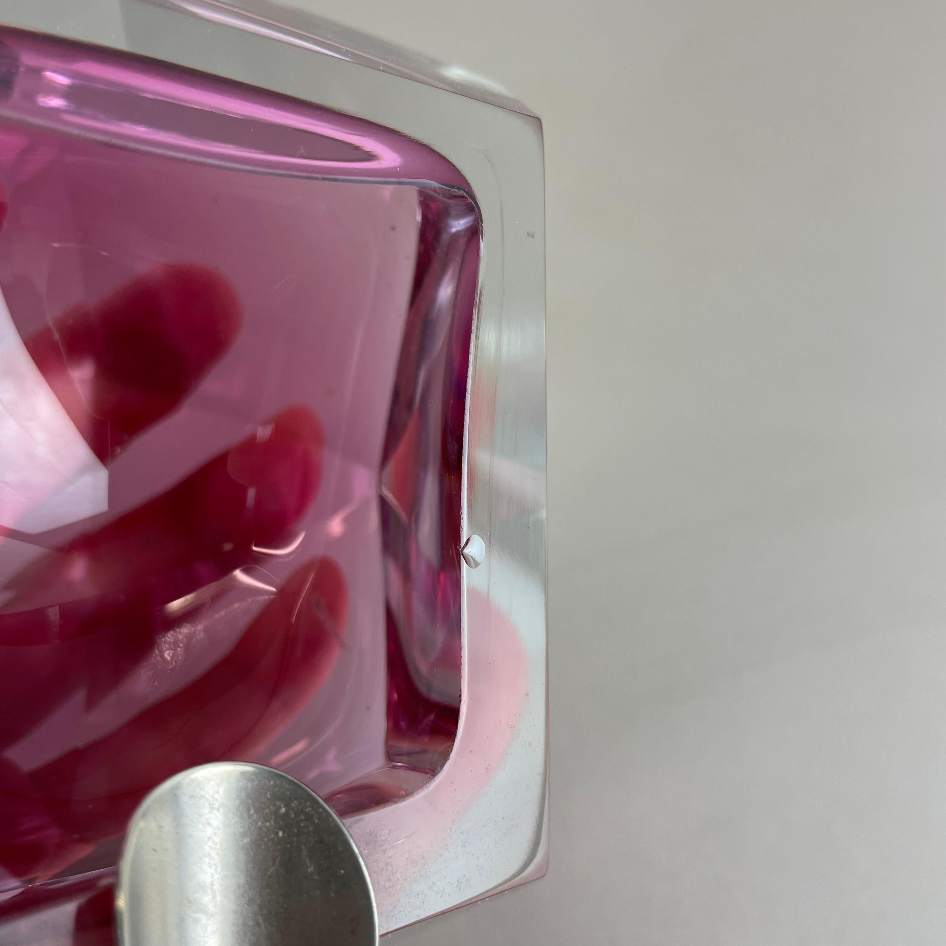 Murano Glass Sommerso pink DIAMOND Schalenaschenbecher von Flavio Poli, Italien, 1970er Jahre im Angebot 11