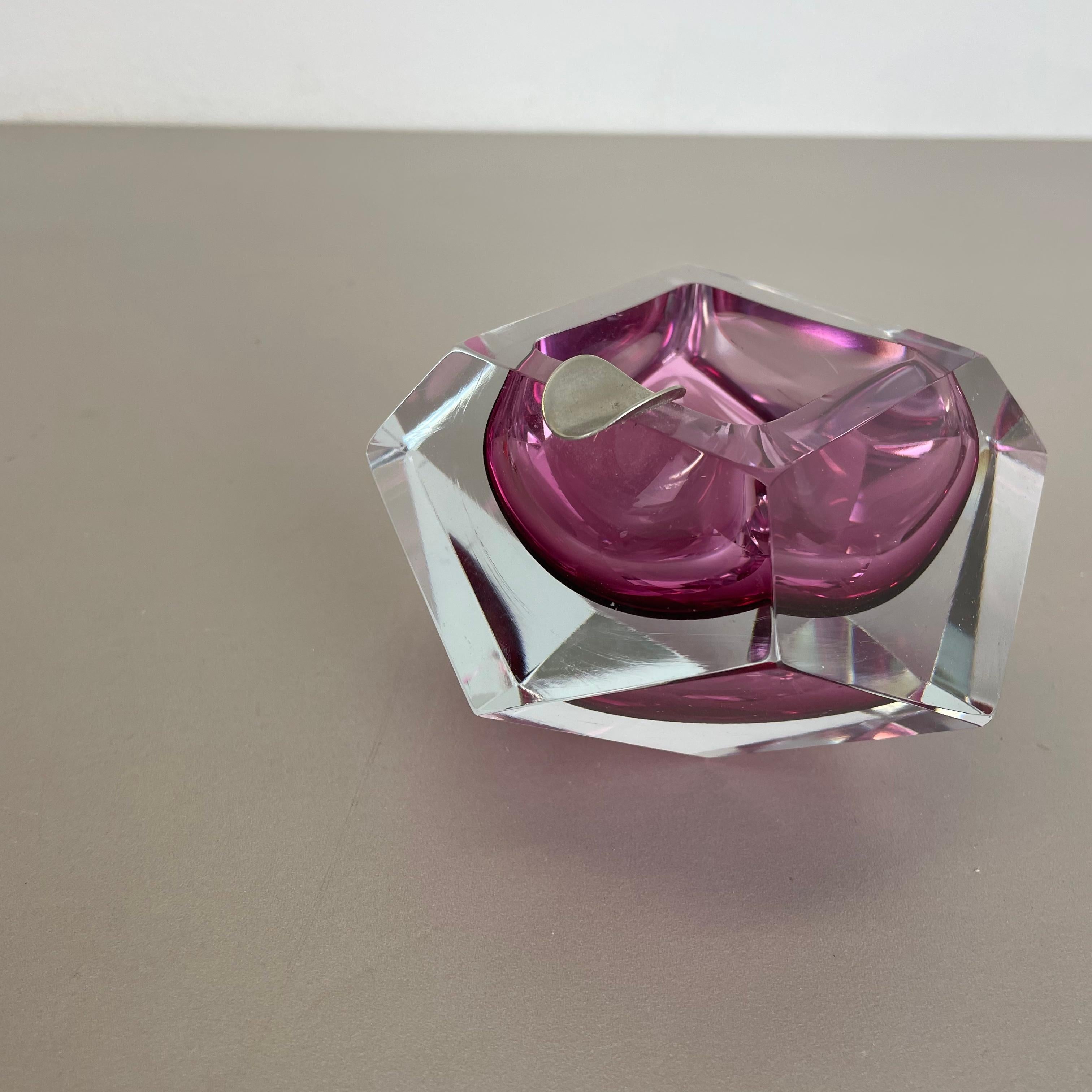 Murano Glass Sommerso pink DIAMOND Schalenaschenbecher von Flavio Poli, Italien, 1970er Jahre im Zustand „Gut“ im Angebot in Kirchlengern, DE