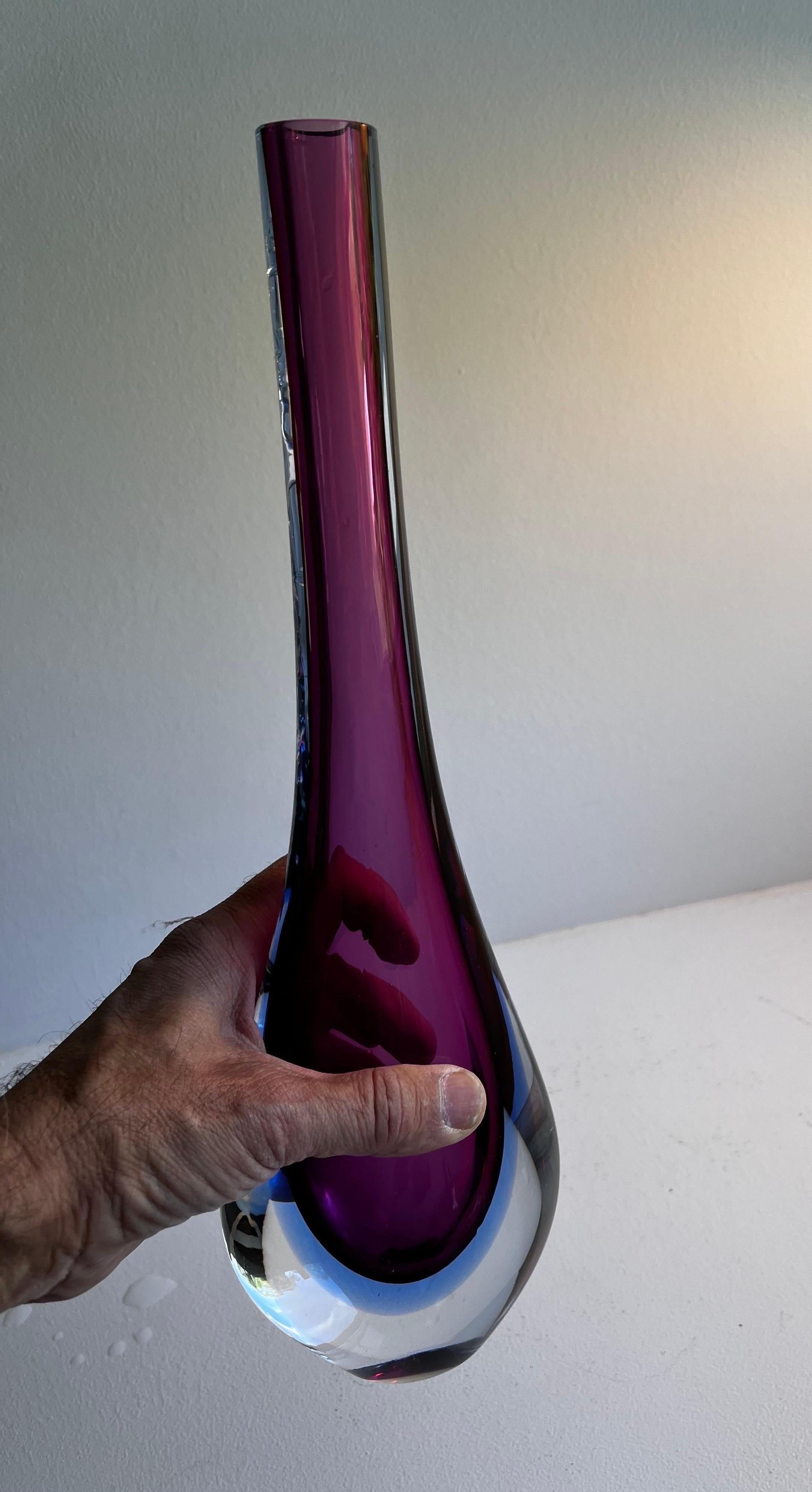 Murano Glass Sommerso Stem Vase For Sale 5