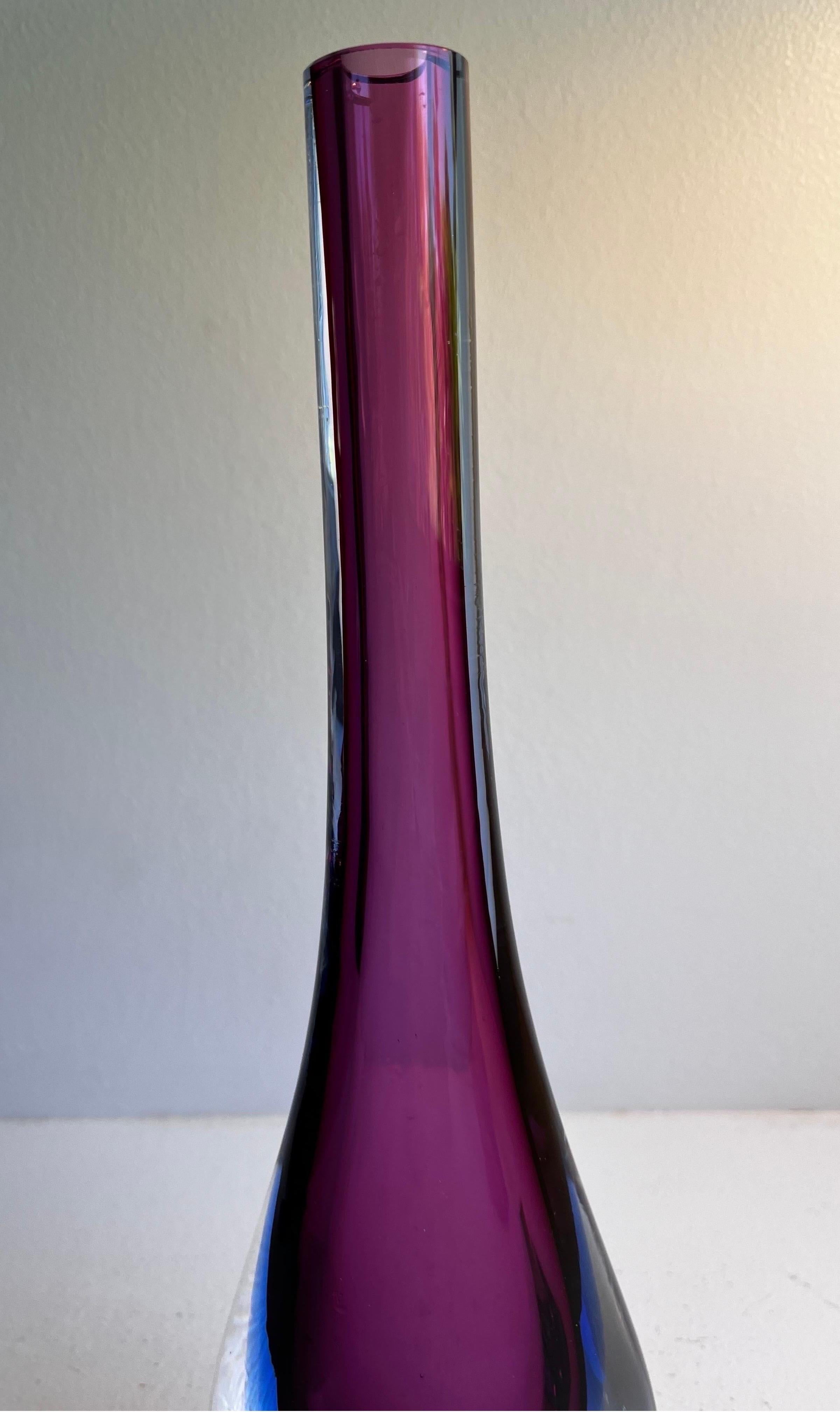 Murano Glass Sommerso Stem Vase In Good Condition For Sale In Philadelphia, PA