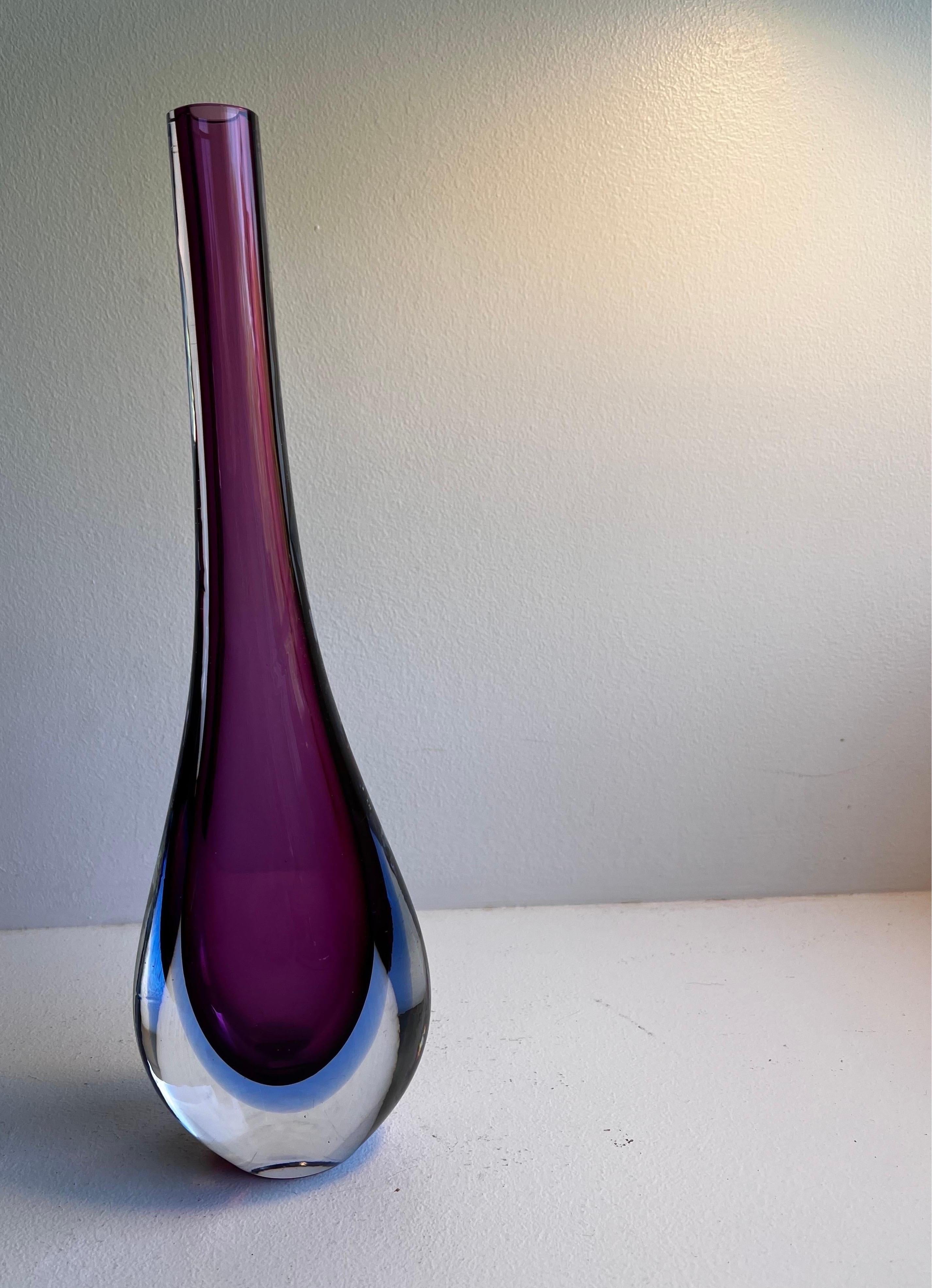 Murano Glass Sommerso Stem Vase For Sale 2