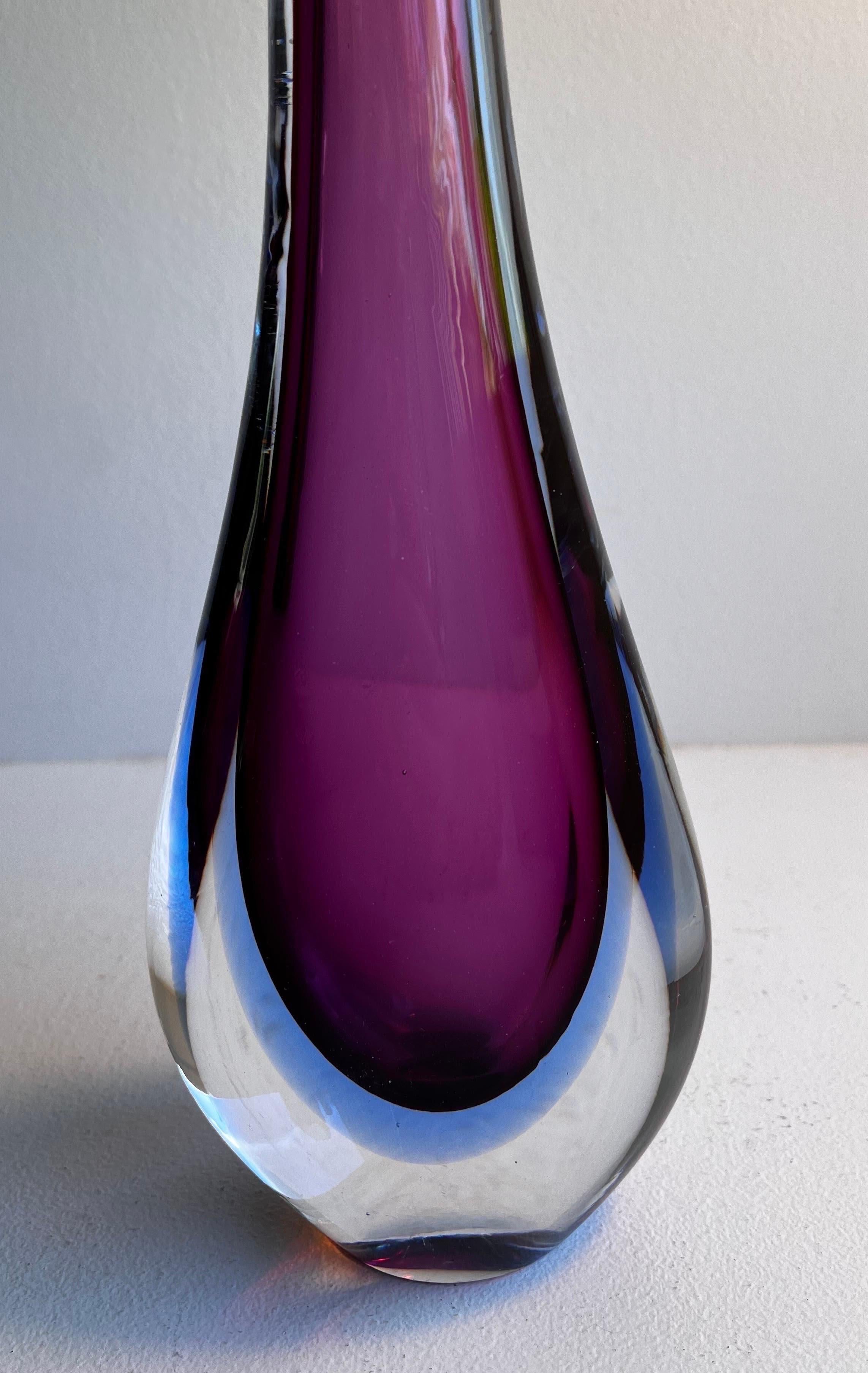 Murano Glass Sommerso Stem Vase For Sale 3