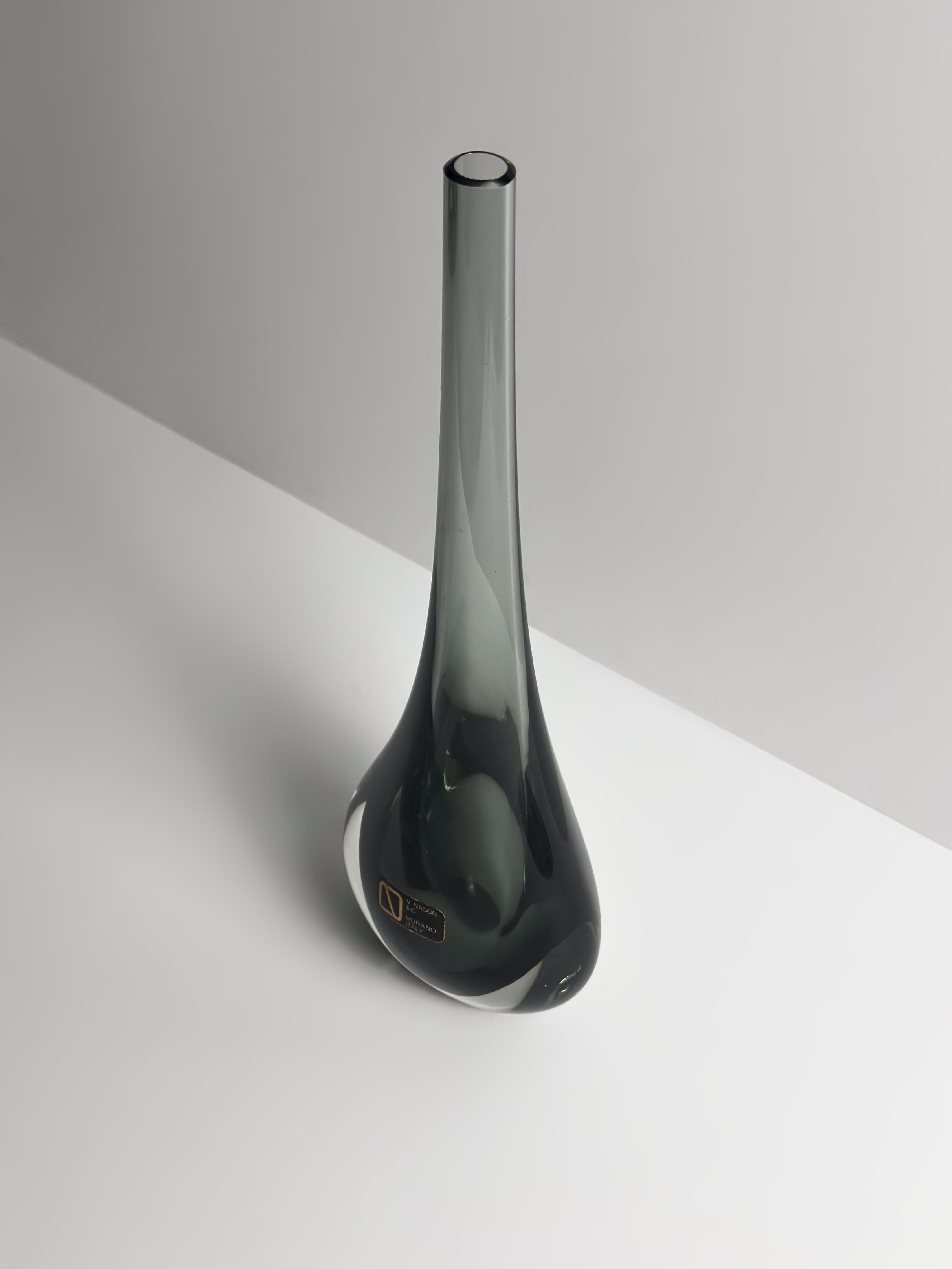 Jarrón Solifleur Lágrima de Murano Glass Sommerso, Vincenzo Nason, Italia, años 70 Moderno de mediados de siglo en venta