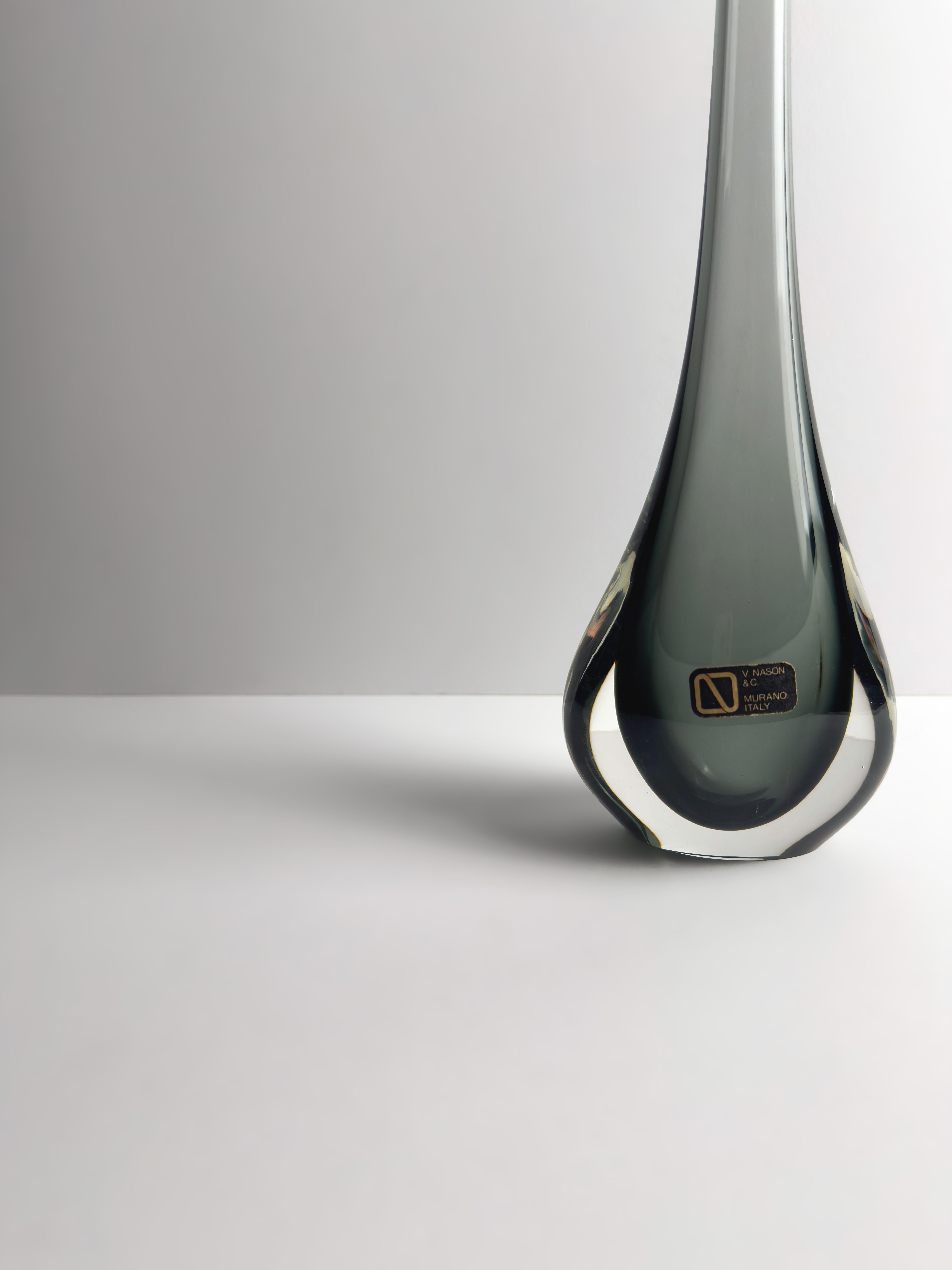 Jarrón Solifleur Lágrima de Murano Glass Sommerso, Vincenzo Nason, Italia, años 70 Pulido en venta