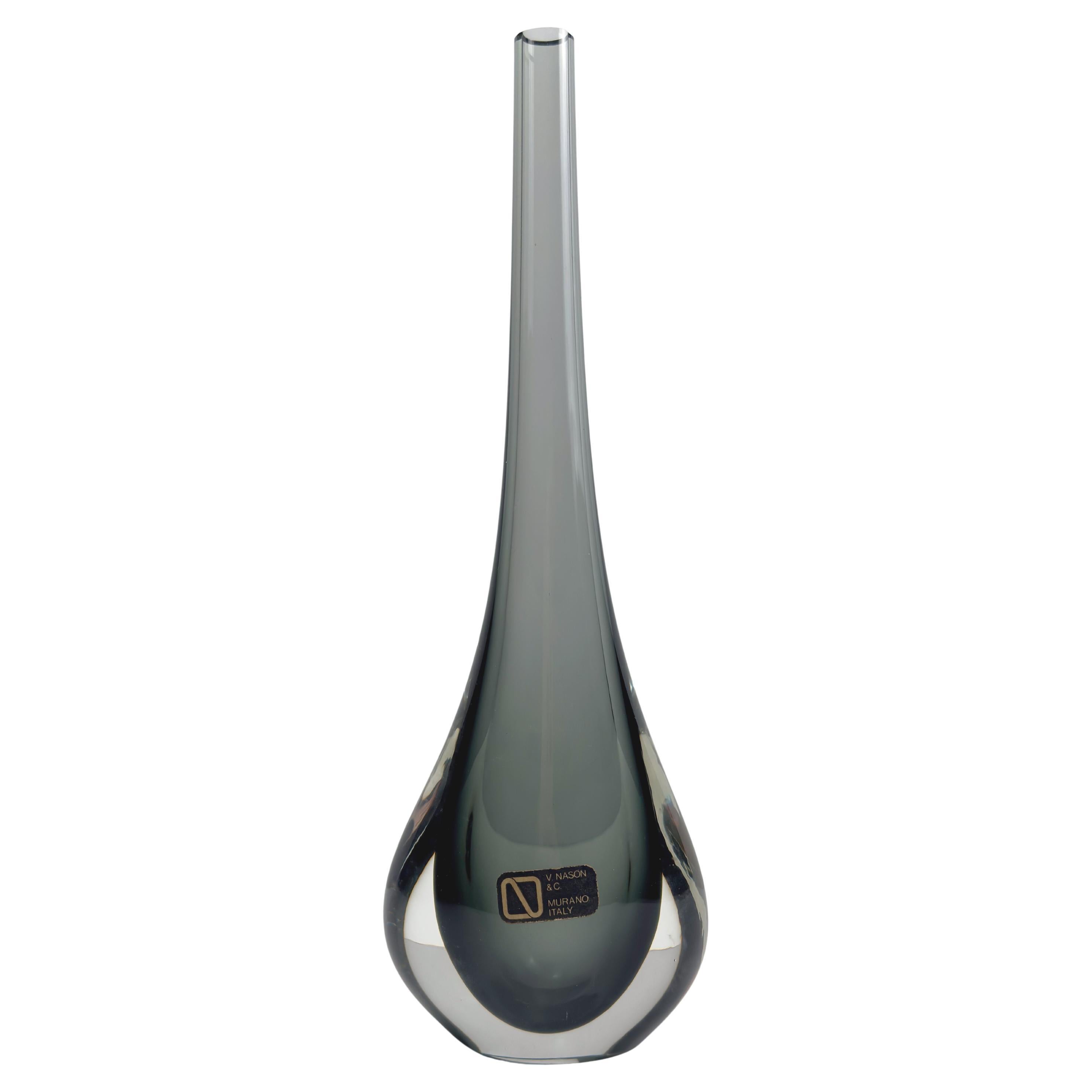 Murano Glass Sommerso Teardrop Solifleur Vase, Vincenzo Nason, Italy, 1970s