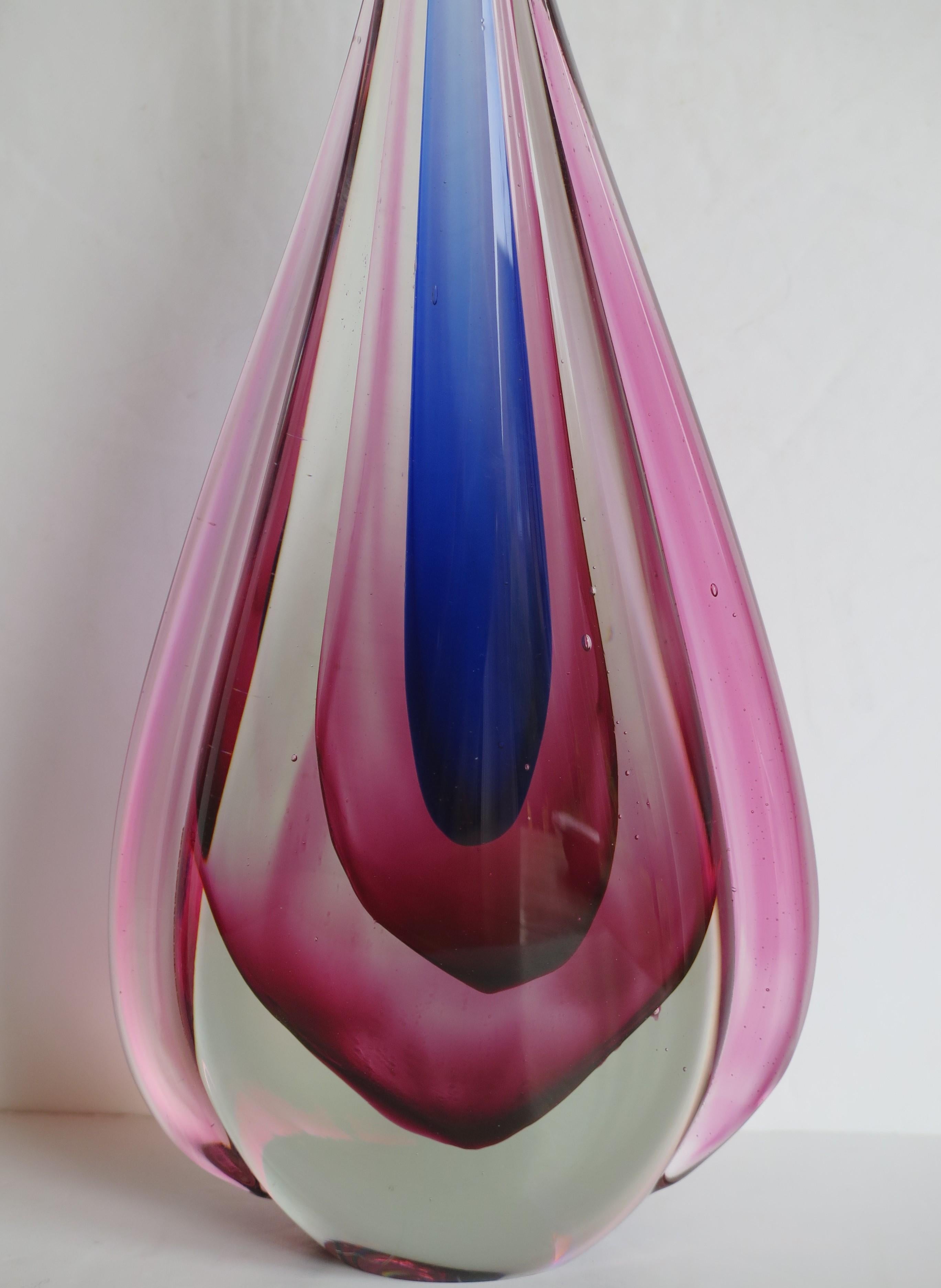 Tall Murano Glass Sommerso Teardrop Sculpture by Flavio Poli, Italy, circa 1950s For Sale 4