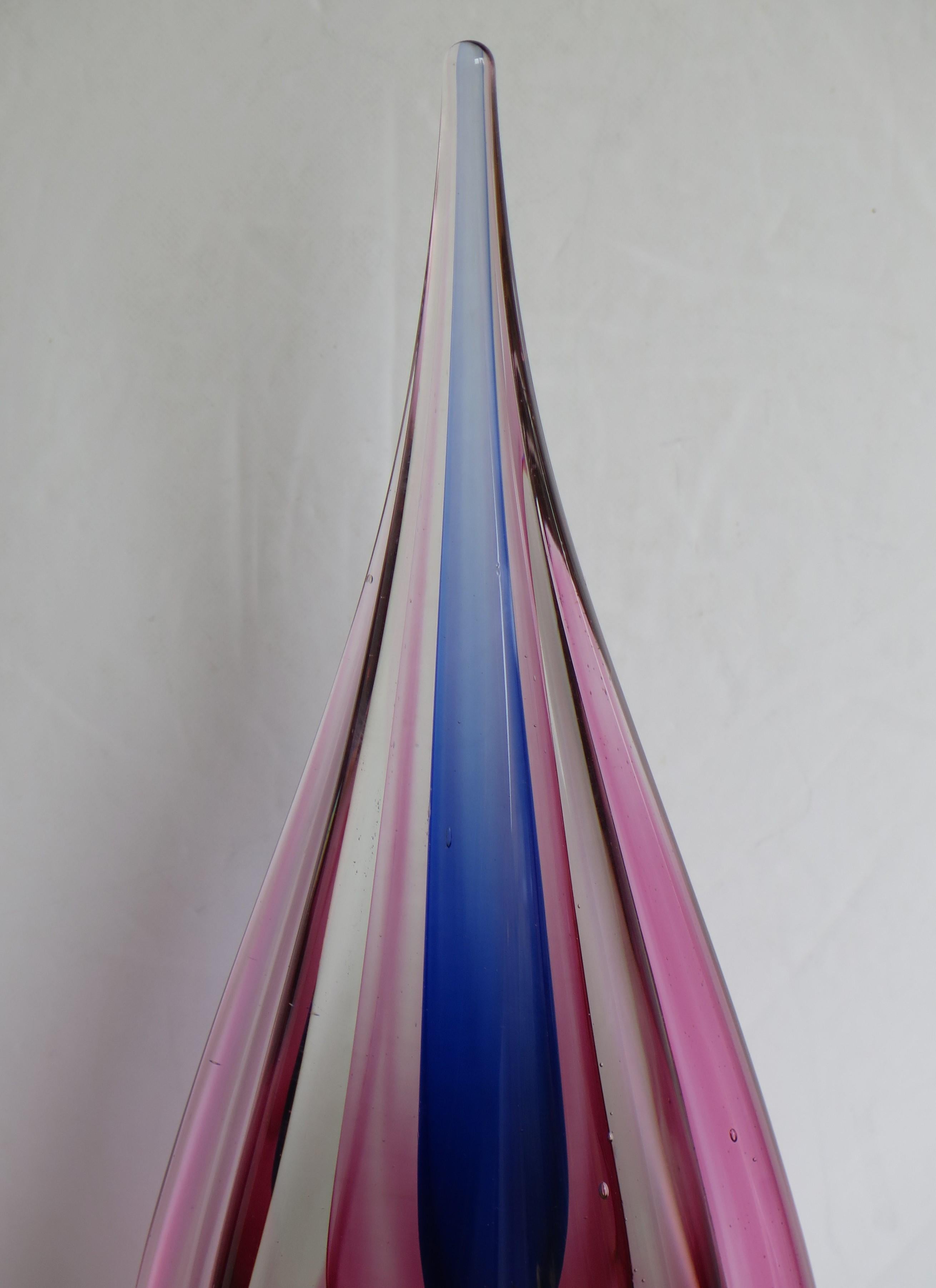 Tall Murano Glass Sommerso Teardrop Sculpture by Flavio Poli, Italy, circa 1950s For Sale 5