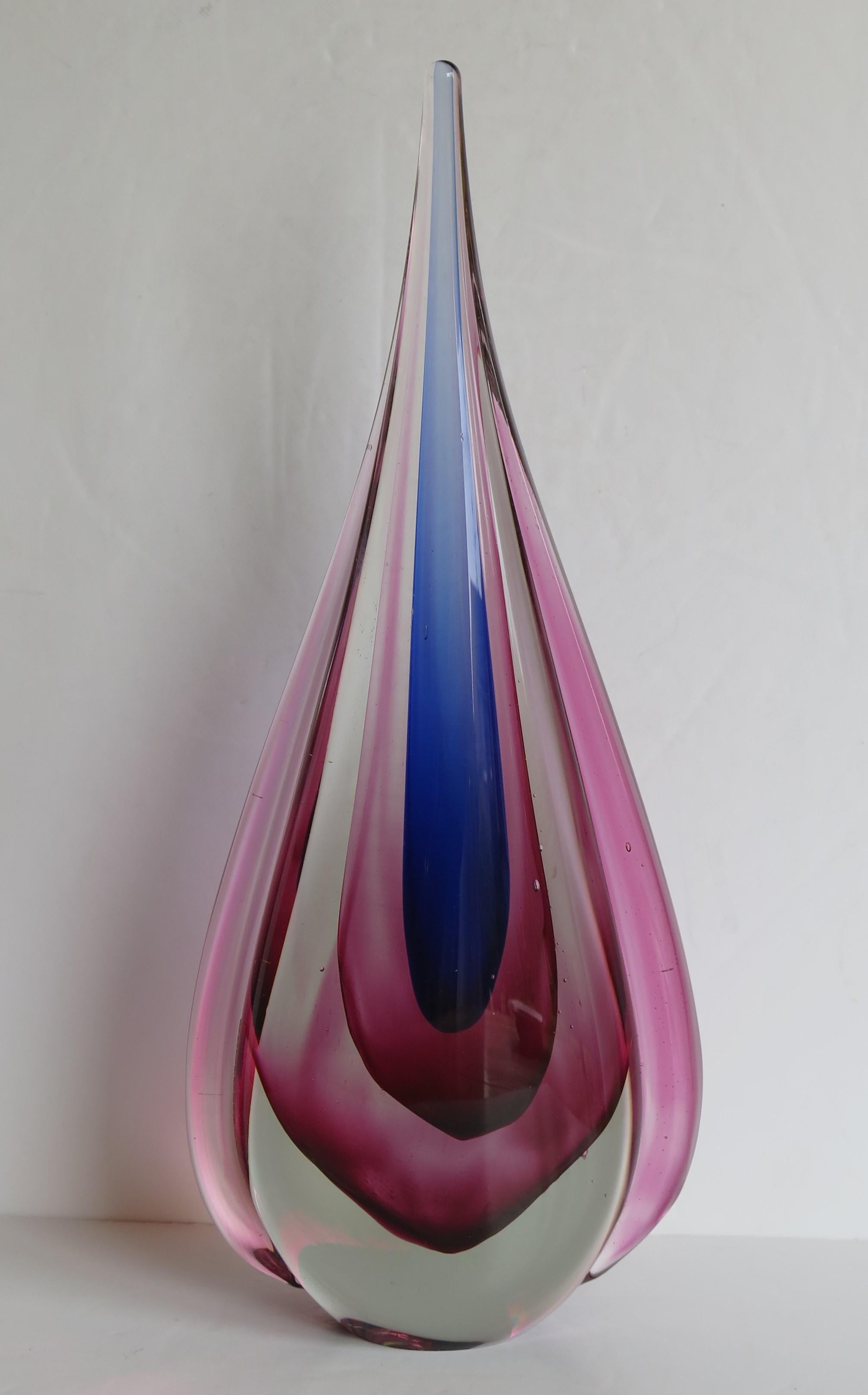 italien Grande sculpture en verre Murano Glass Sommerso par Flavio Poli, Italie vers les années 1950