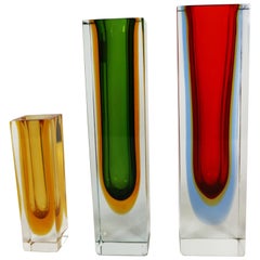 Vintage Murano Glass "Sommerso" Vases
