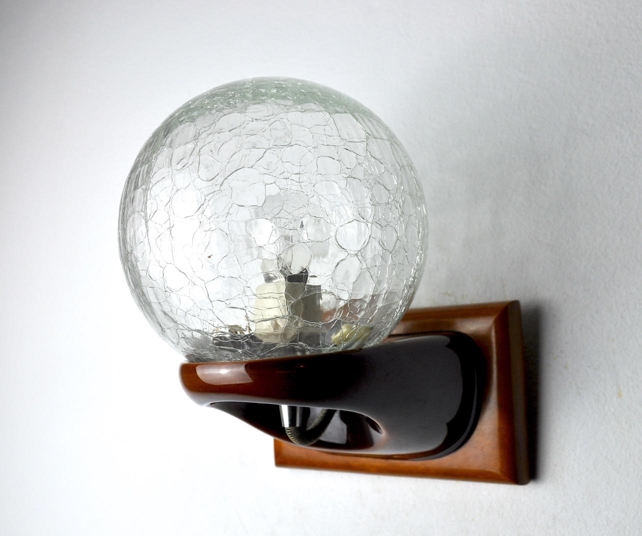 Hollywood Regency Murano Glass Space Age Wall Lamp Italy 1980 For Sale