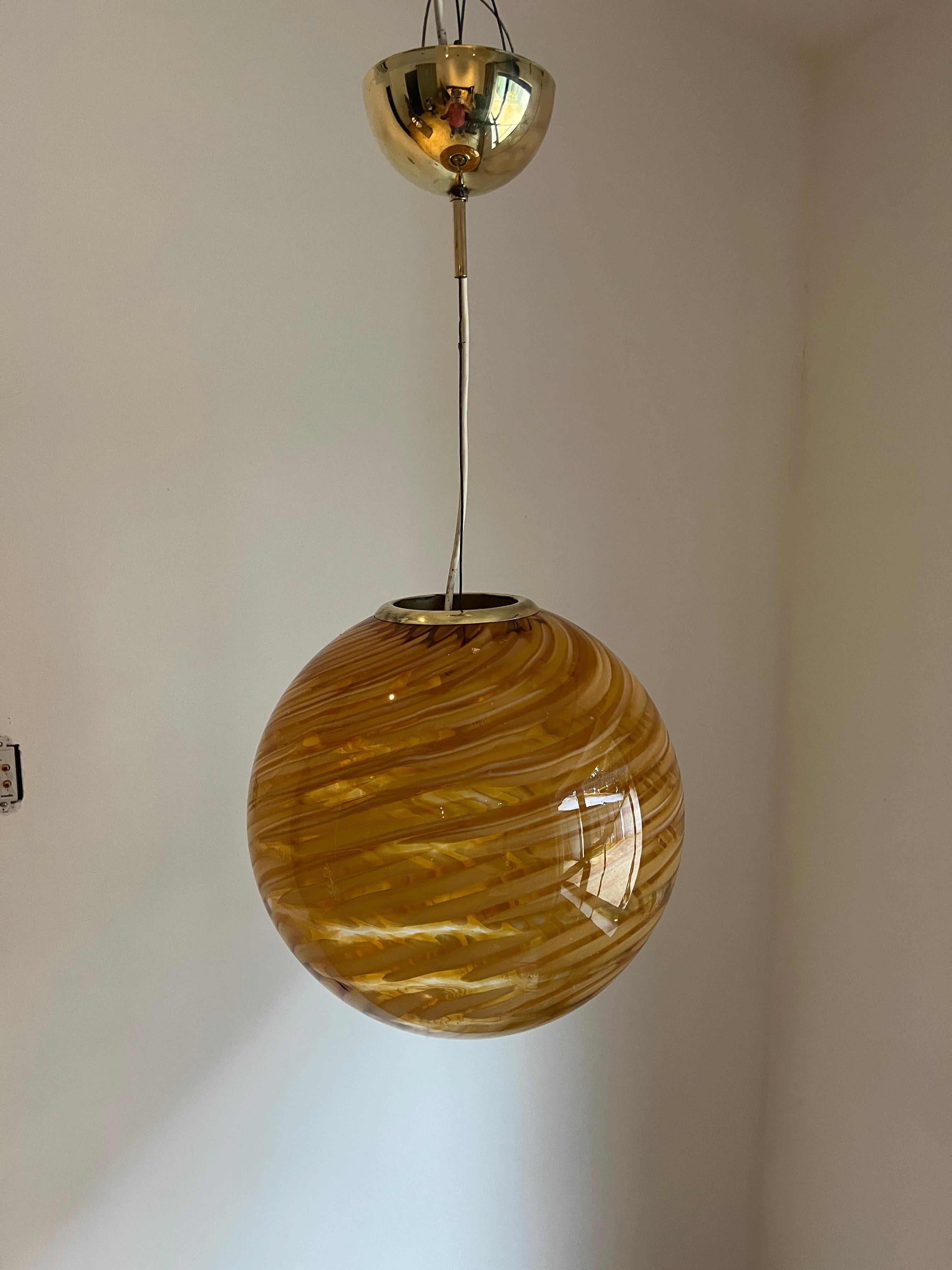 Italian Murano Glass Sphere chandelier Attr to Venini, ca. 1970 For Sale