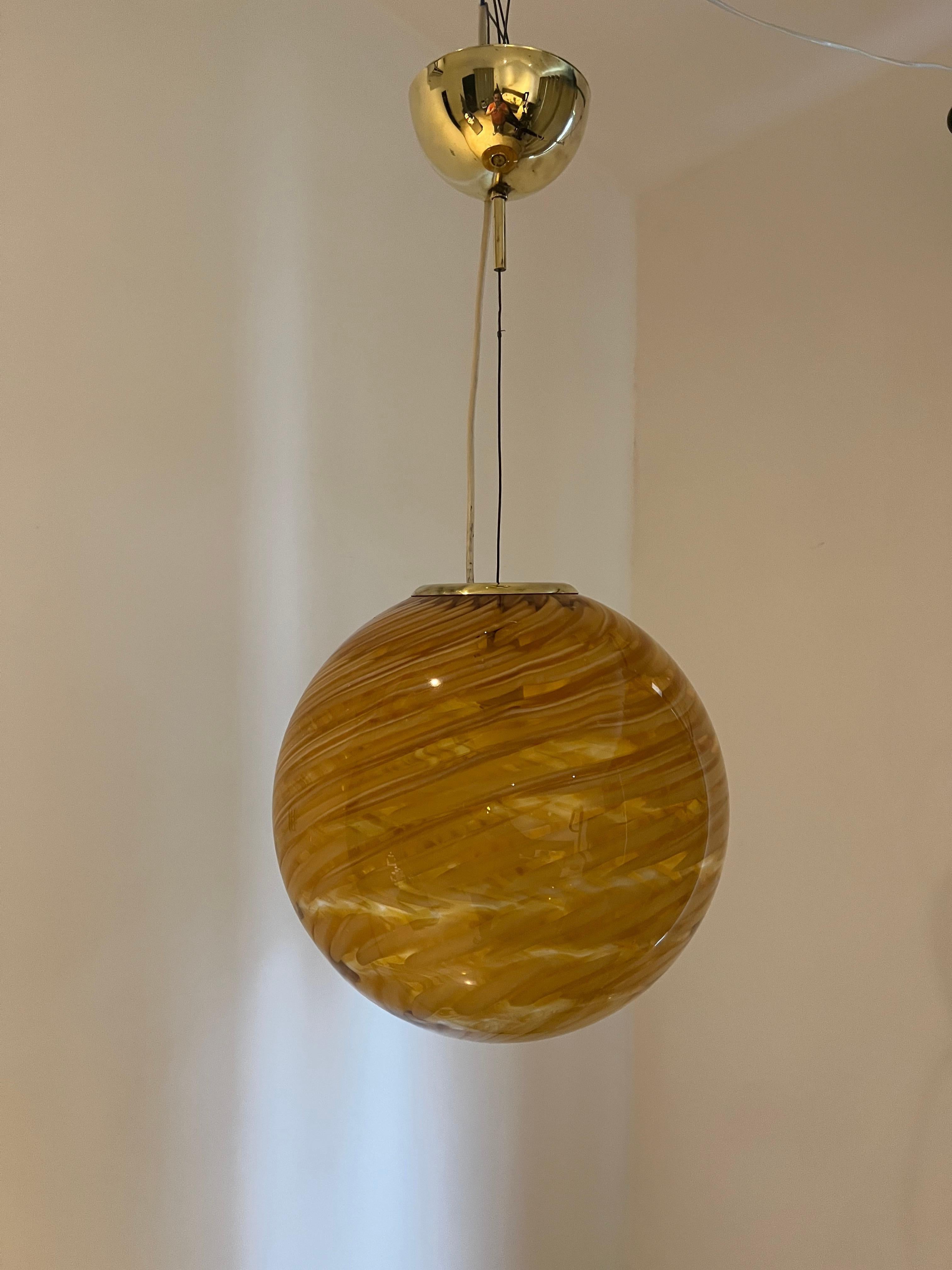 Hand-Crafted Murano Glass Sphere chandelier Attr to Venini, ca. 1970 For Sale