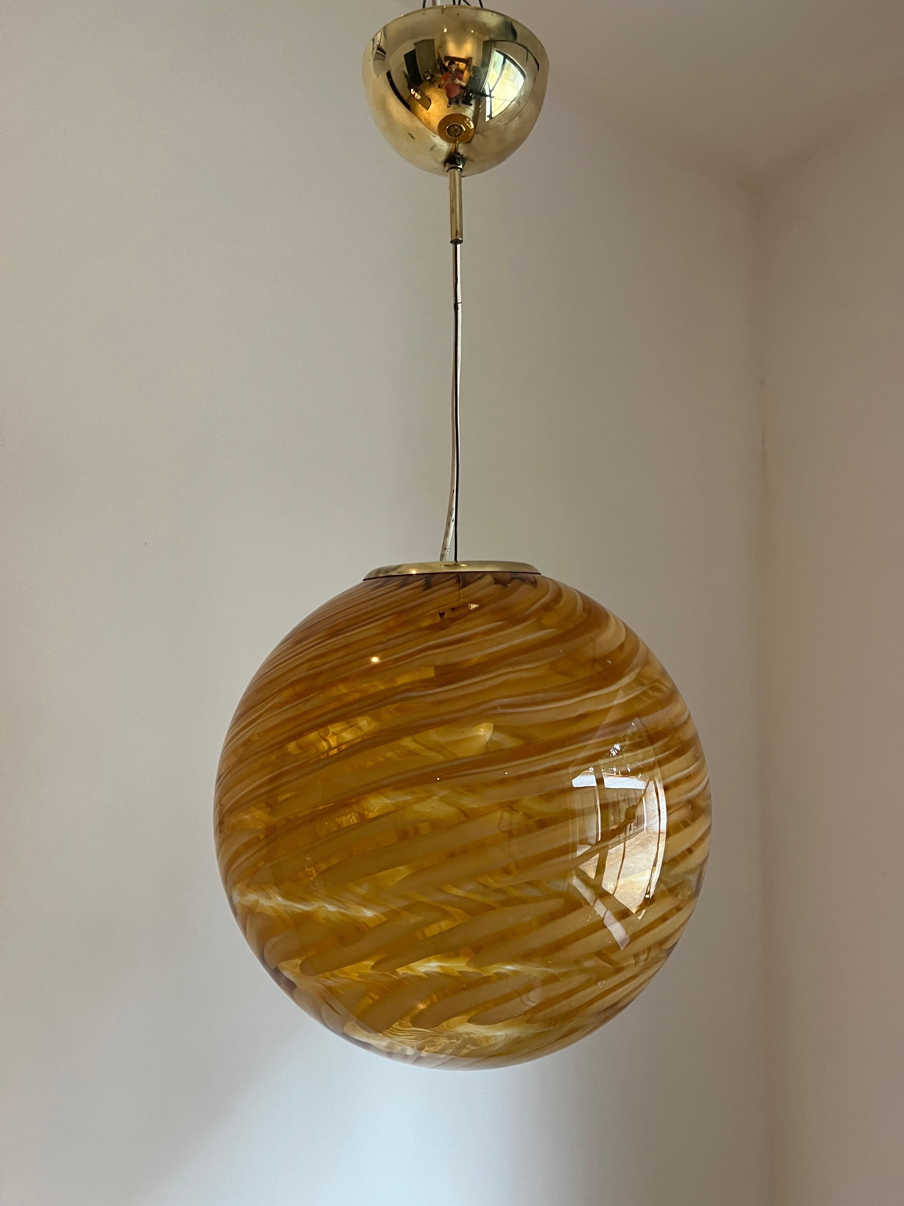 Blown Glass Murano Glass Sphere chandelier Attr to Venini, ca. 1970 For Sale