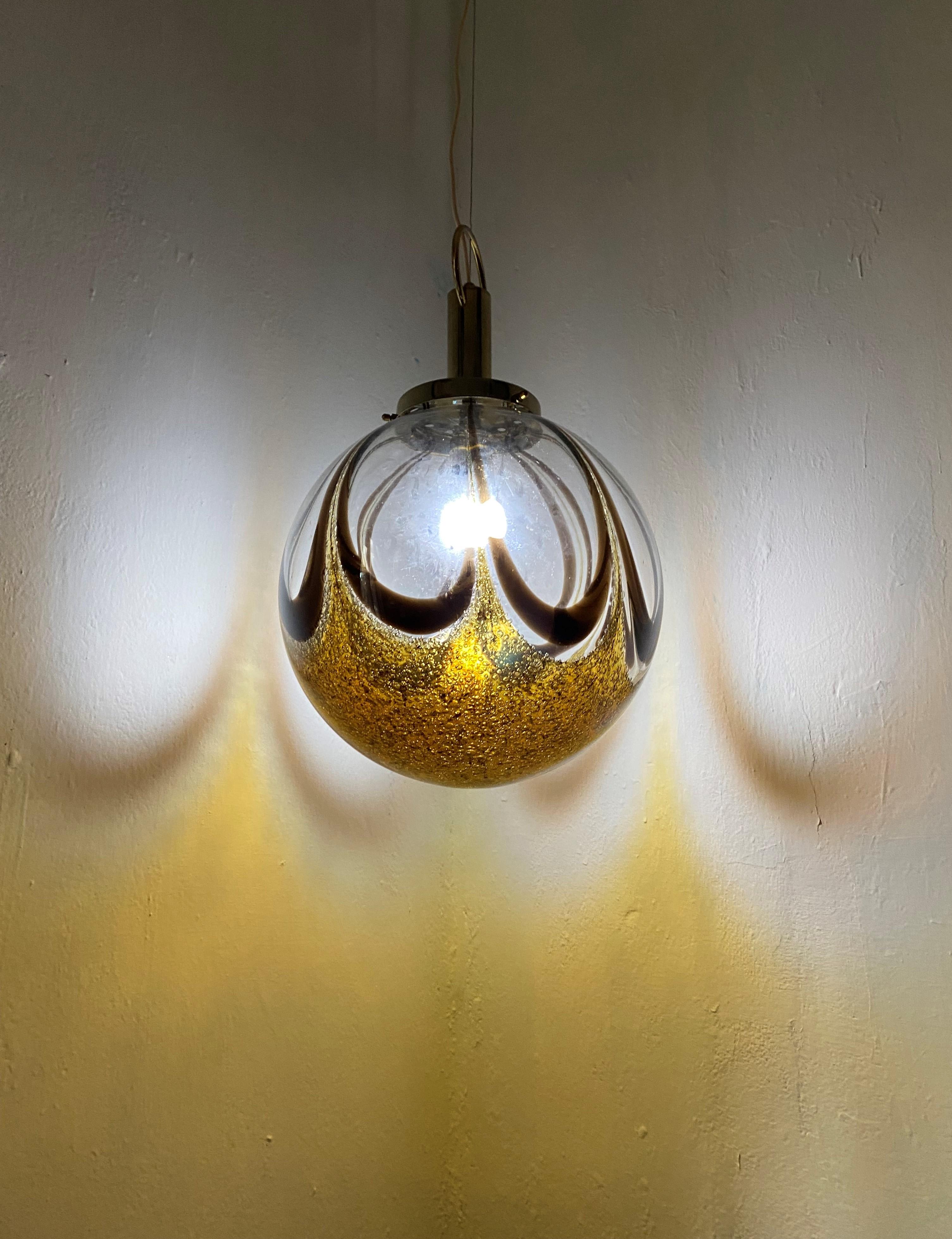 Italian Murano Glass Sphere Chandelier in the Style of Mazzega, circa 1970 For Sale