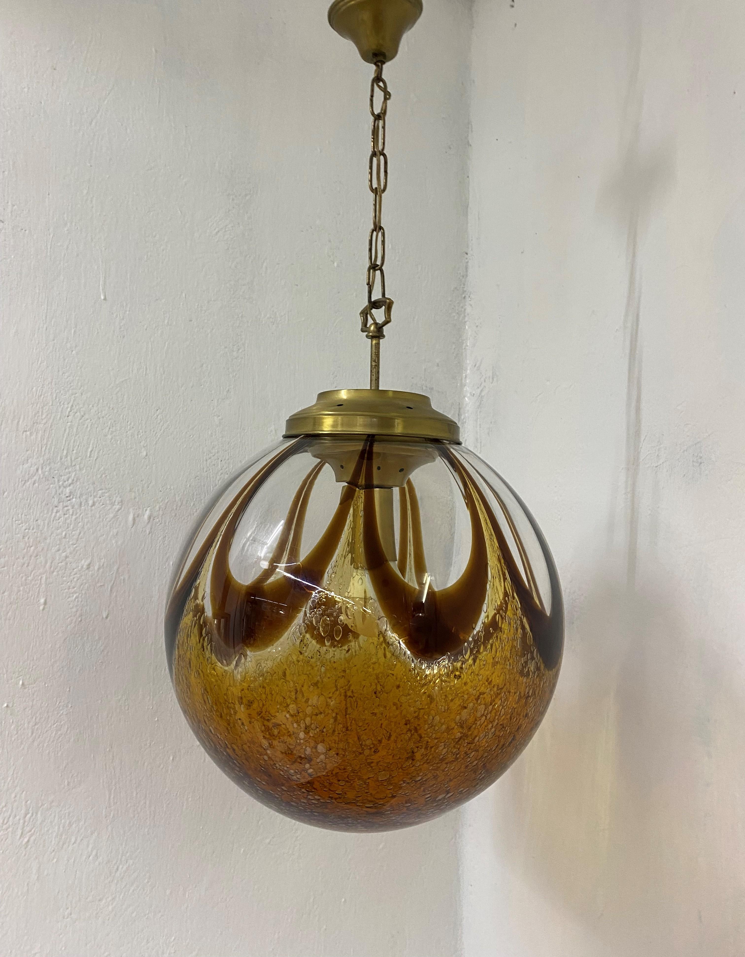 Italian Murano Glass Sphere Chandelier in the Style of Mazzega, circa 1970 For Sale