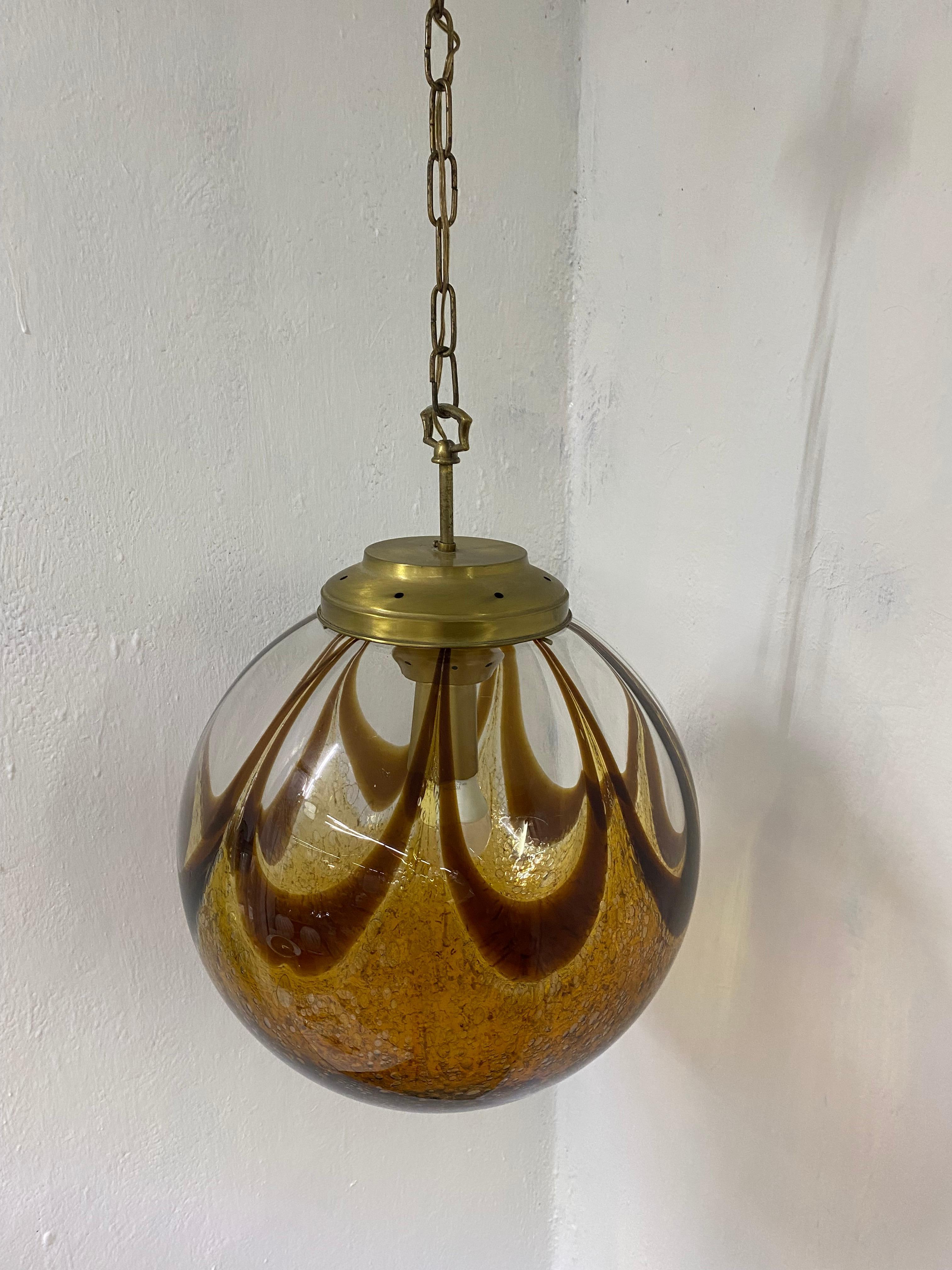 Hand-Crafted Murano Glass Sphere Chandelier in the Style of Mazzega, circa 1970 For Sale