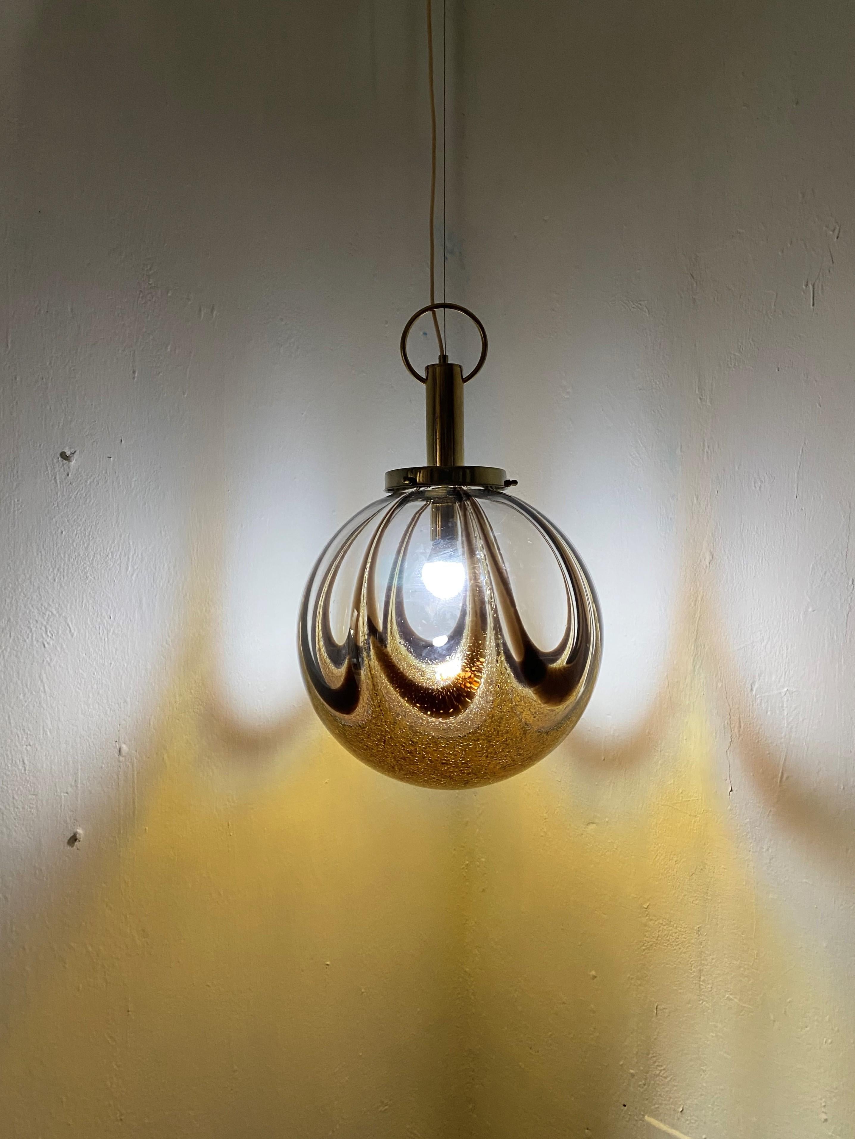 Blown Glass Murano Glass Sphere Chandelier in the Style of Mazzega, circa 1970 For Sale