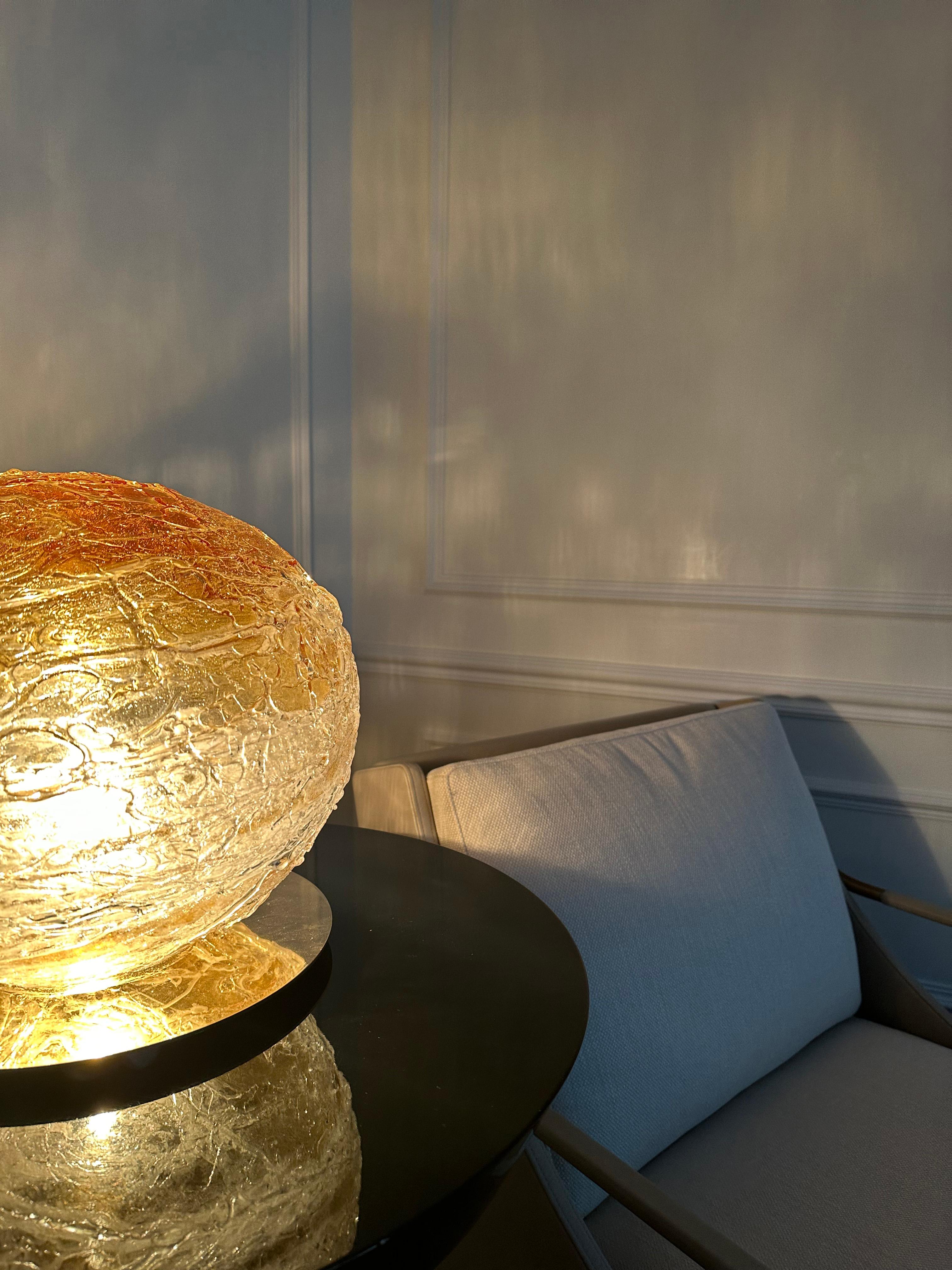 Contemporary Modern, Murano Glass Table Lamp on Brass Base - Signed, Venini, 2011