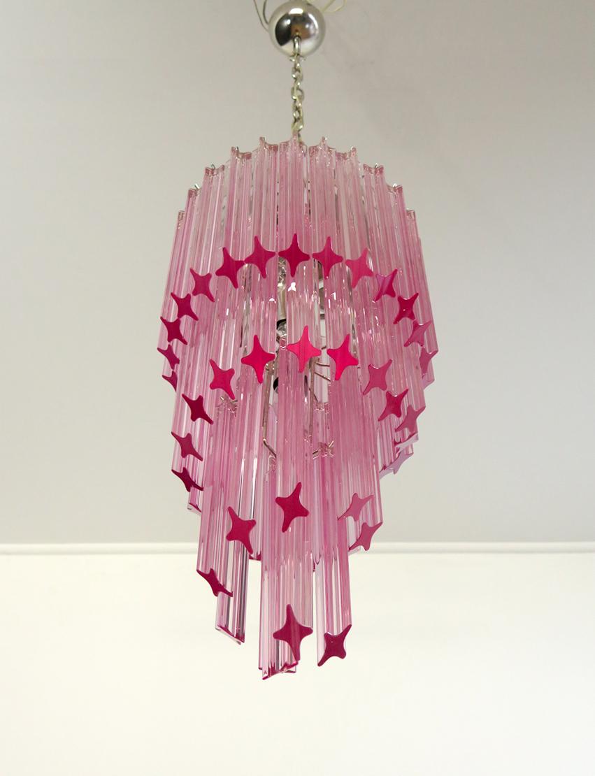 murano glass spiral chandelier pink