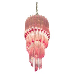 Murano Glass Spiral Chandelier, 54 Quadriedri Pink Prisms