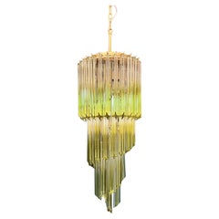 Murano glass spiral chandelier - 54 quadriedri shaded green prisms